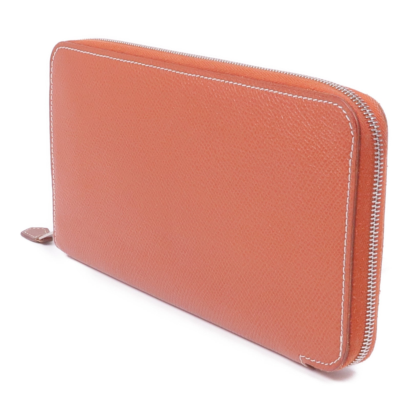 HERMES Epsom皮革Silk'In Wallet銀扣長錢包Brique