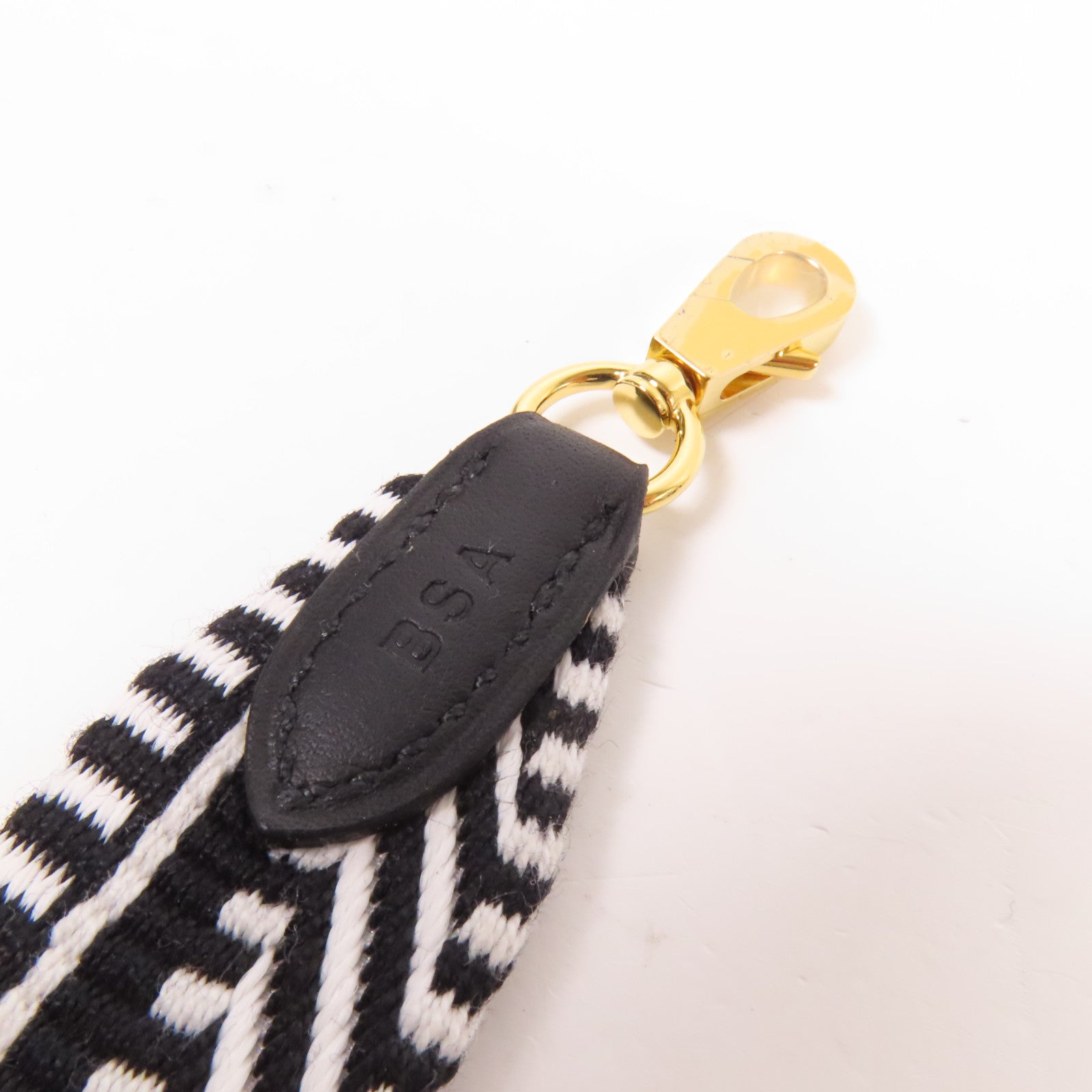 HERMES 帆布Strap金扣肩背帶Noir/White