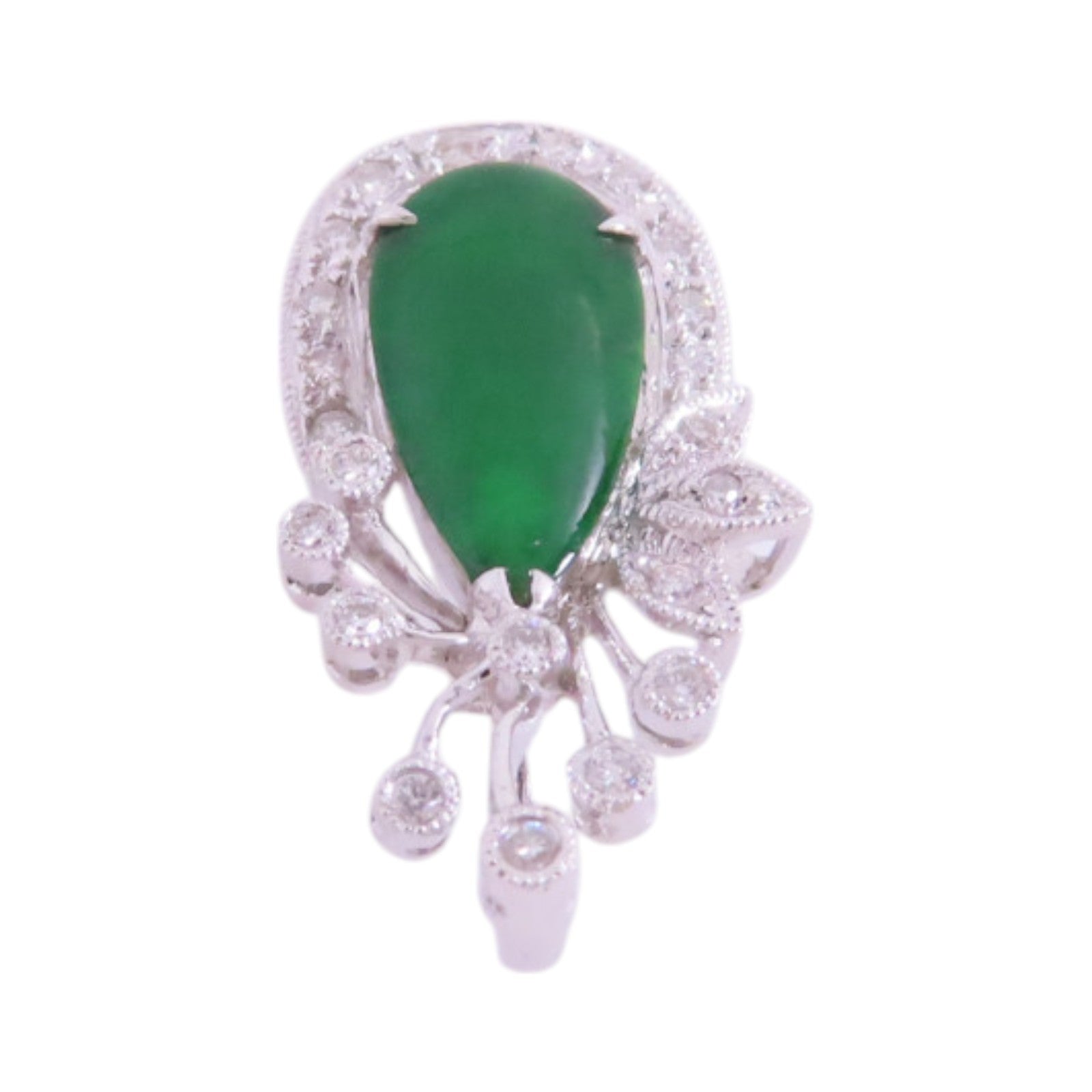 JEWELRY 18K白金/翡翠/鑽石Jade Diamond Pendant Top吊墜頭扣