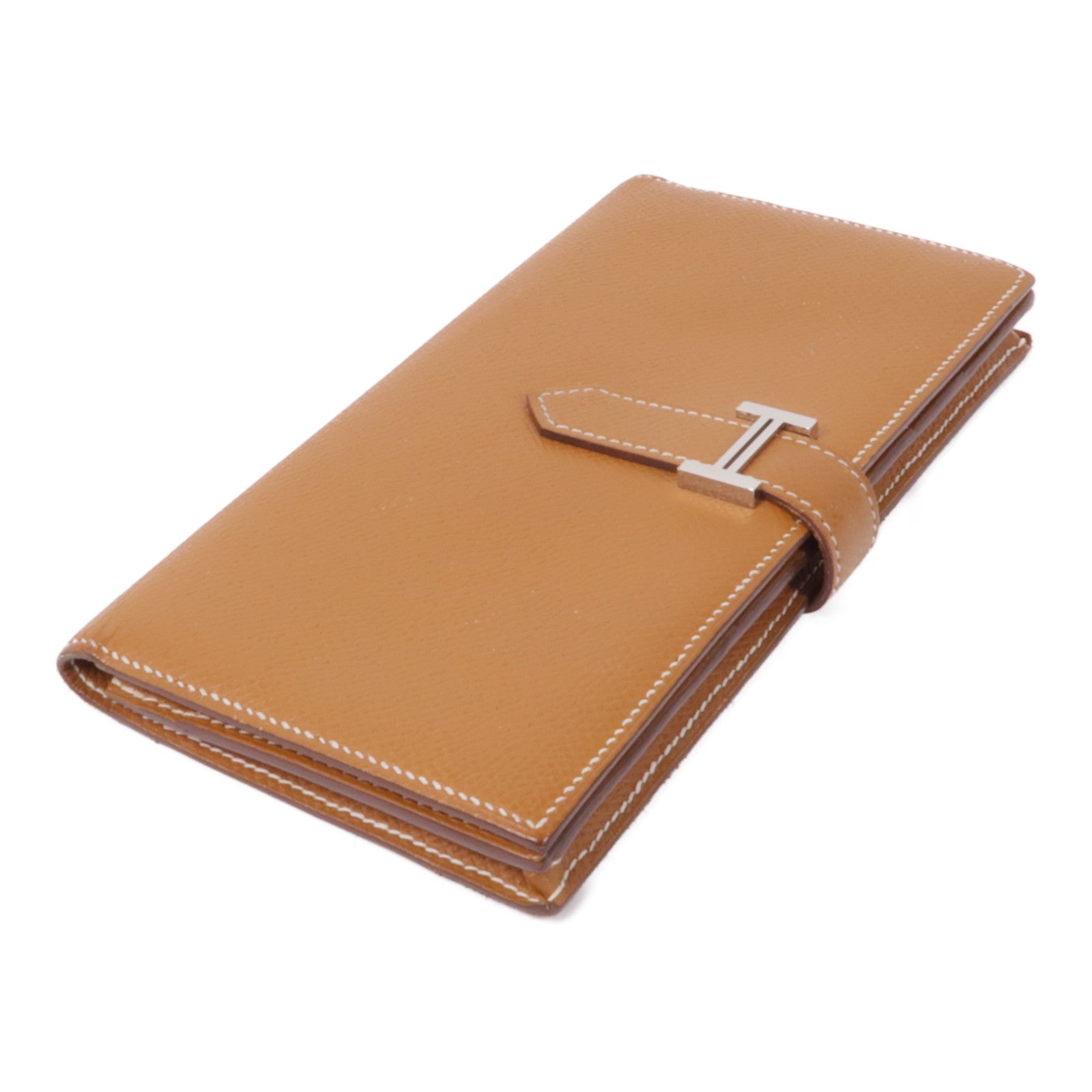HERMES Epsom皮革Bearn Wallet銀扣長錢包Gold