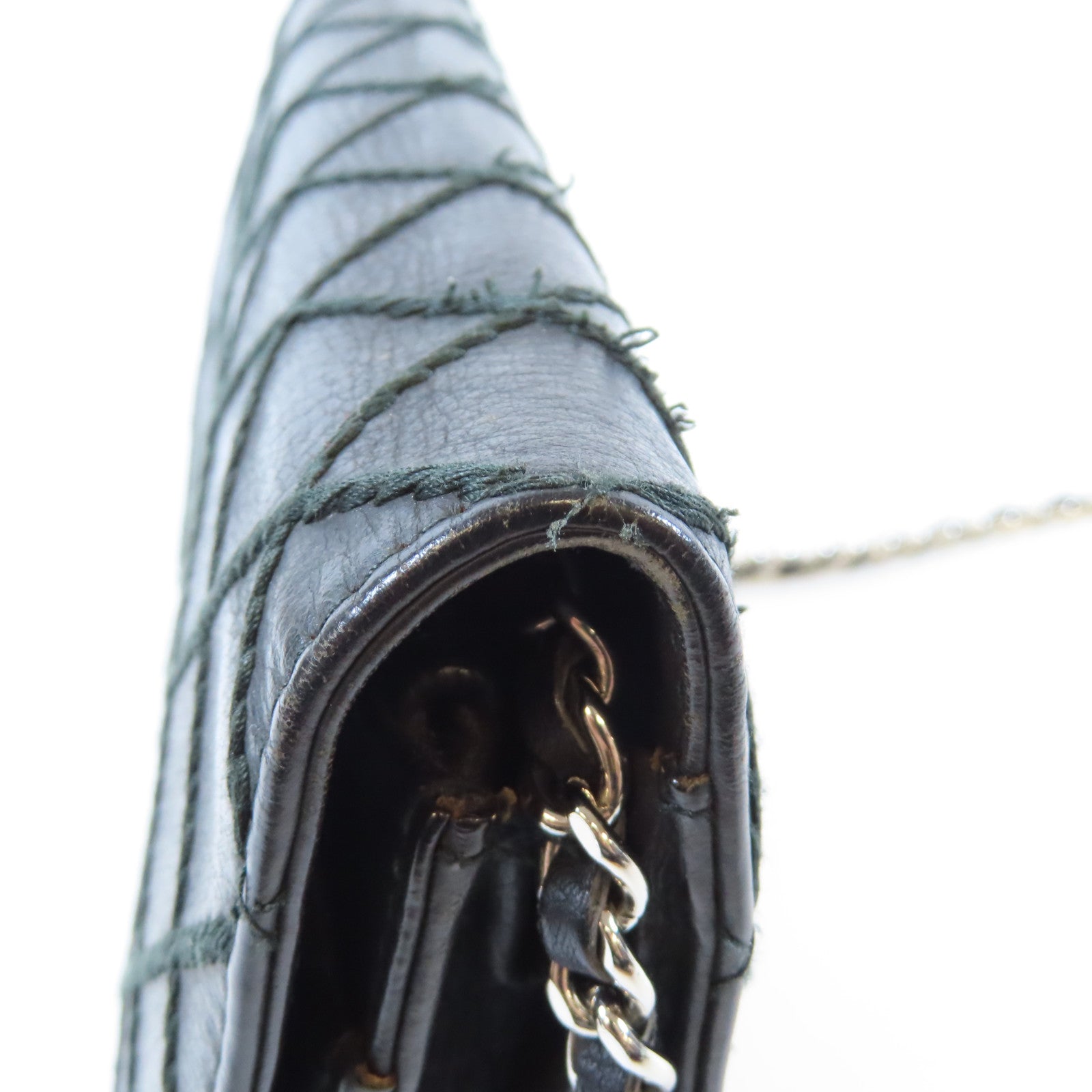 CHANEL 【激減優惠】菱格羊皮皮革WOC Chain Shoulder Bag銀扣鏈帶肩背袋黑色