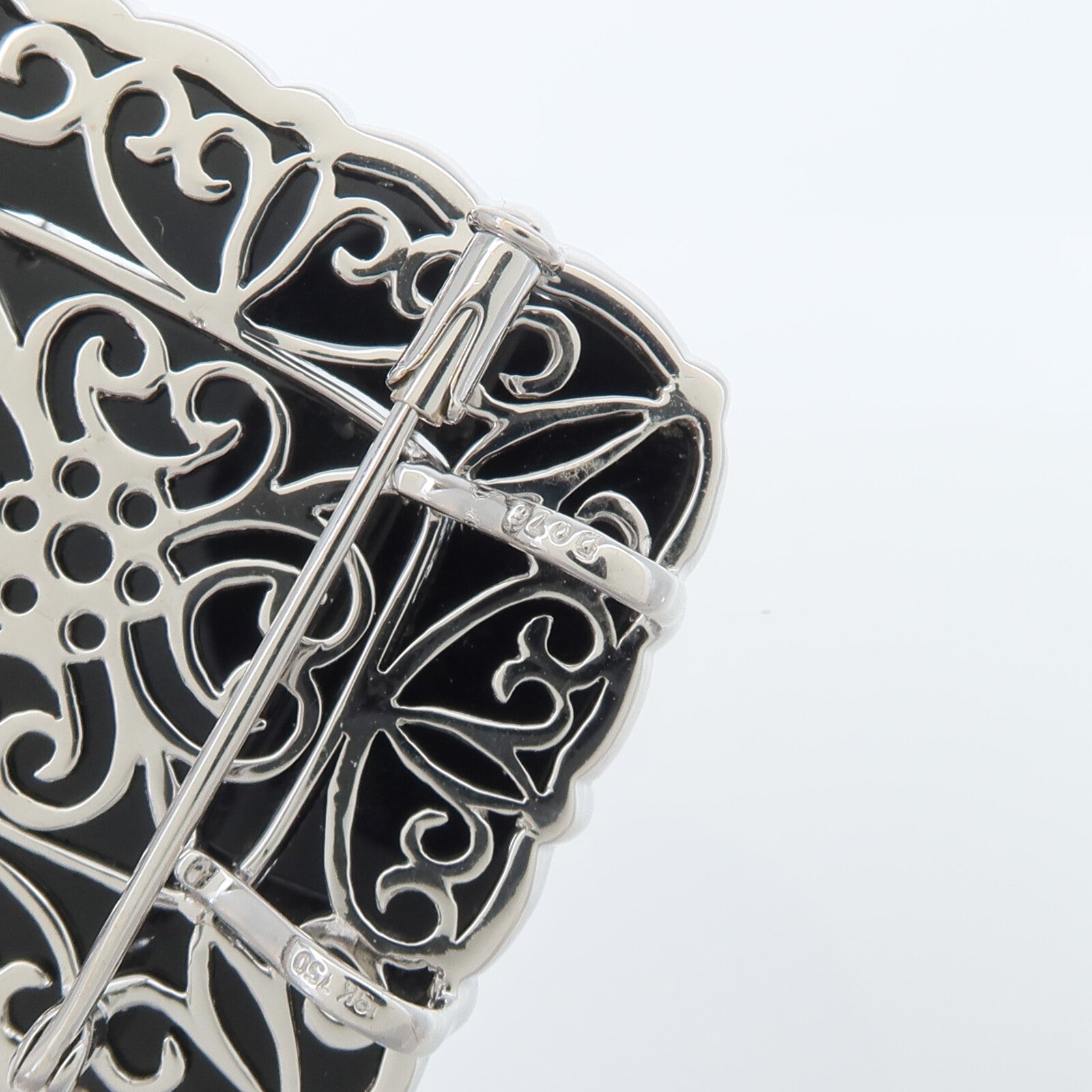 JEWELRY 18K白金Onyx Diamond Brooch縞瑪瑙/鑽石胸針