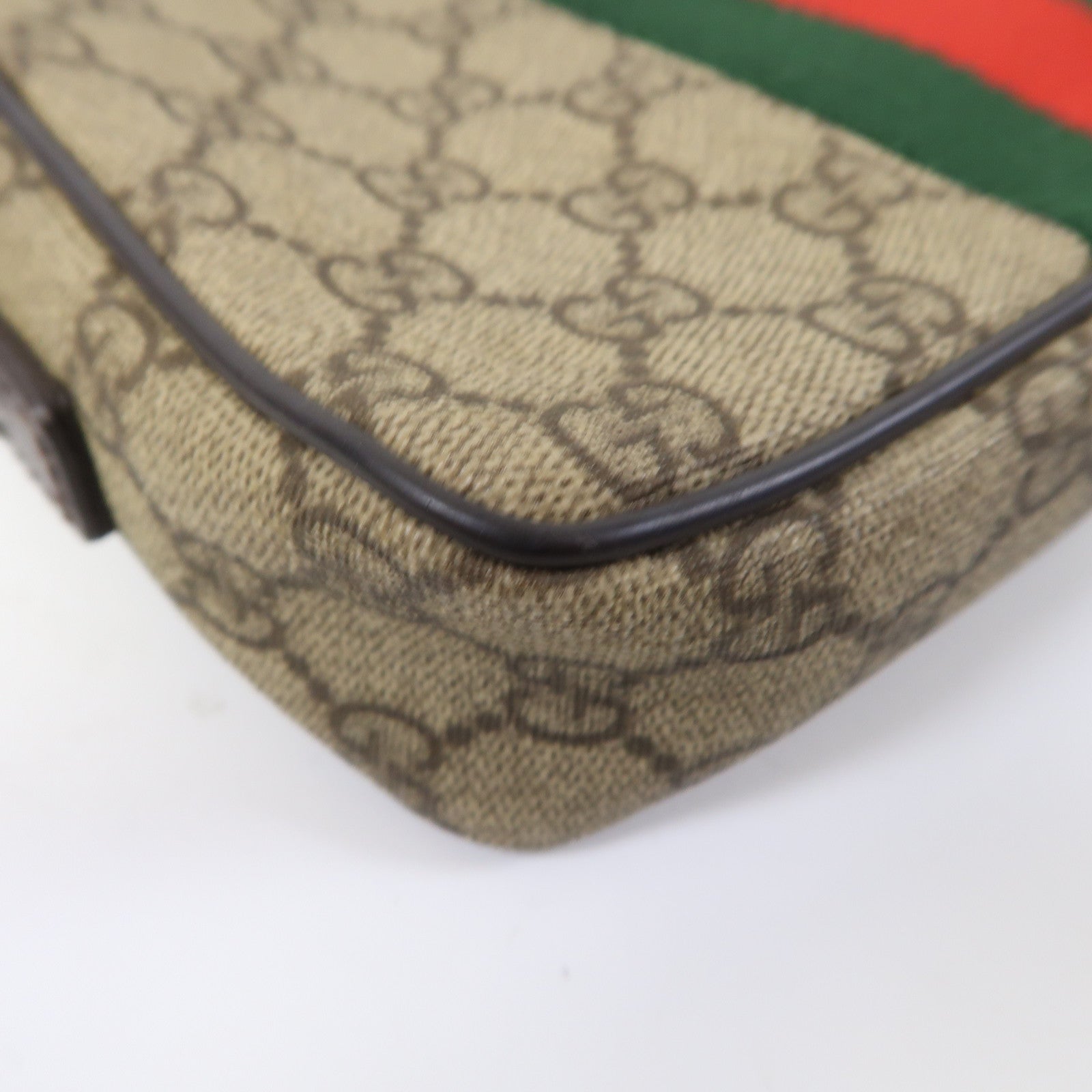 GUCCI 塗層帆布Shoulder Bag銀扣肩背袋啡色