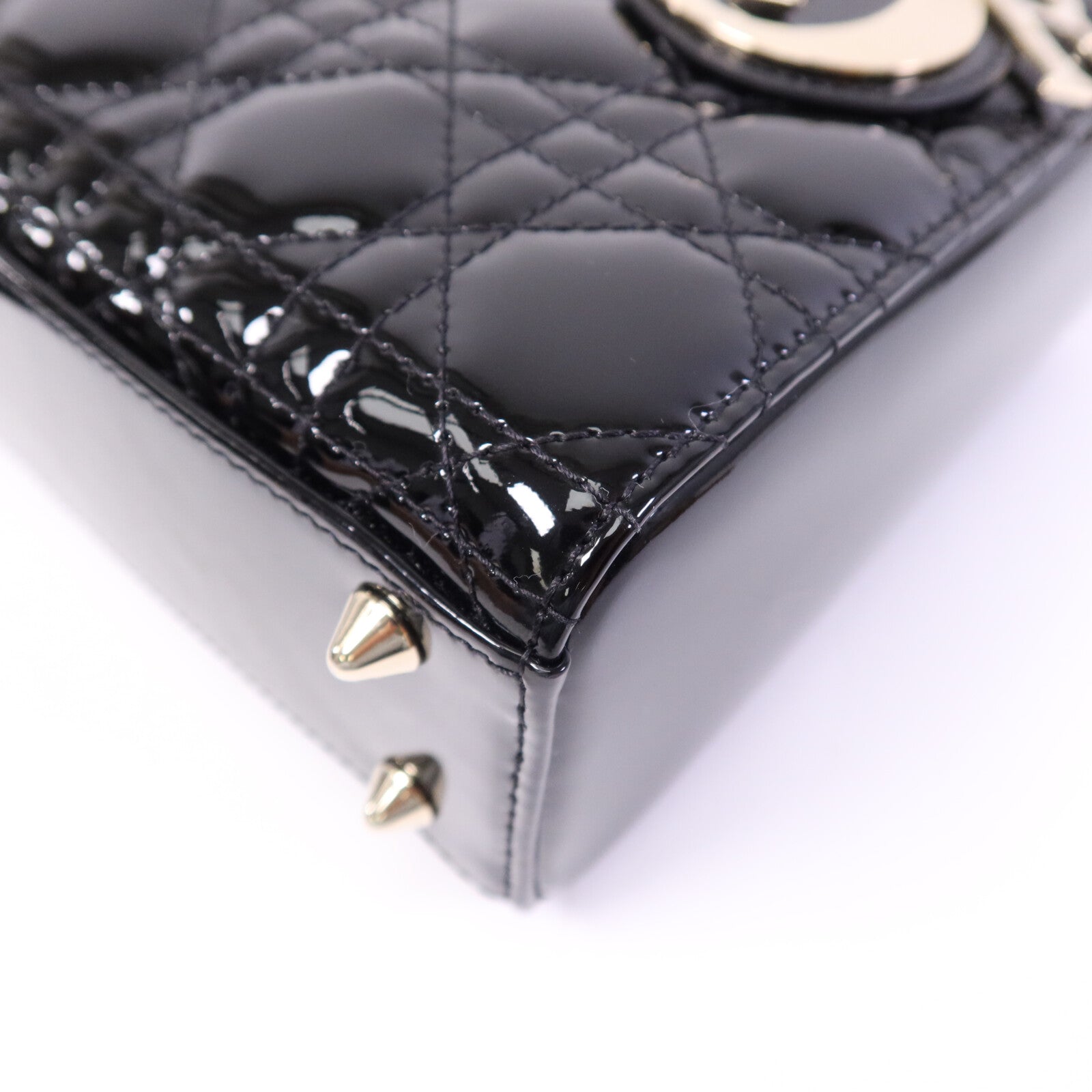 Dior 漆皮皮革Lady Dior Small金扣手挽肩背兩用袋