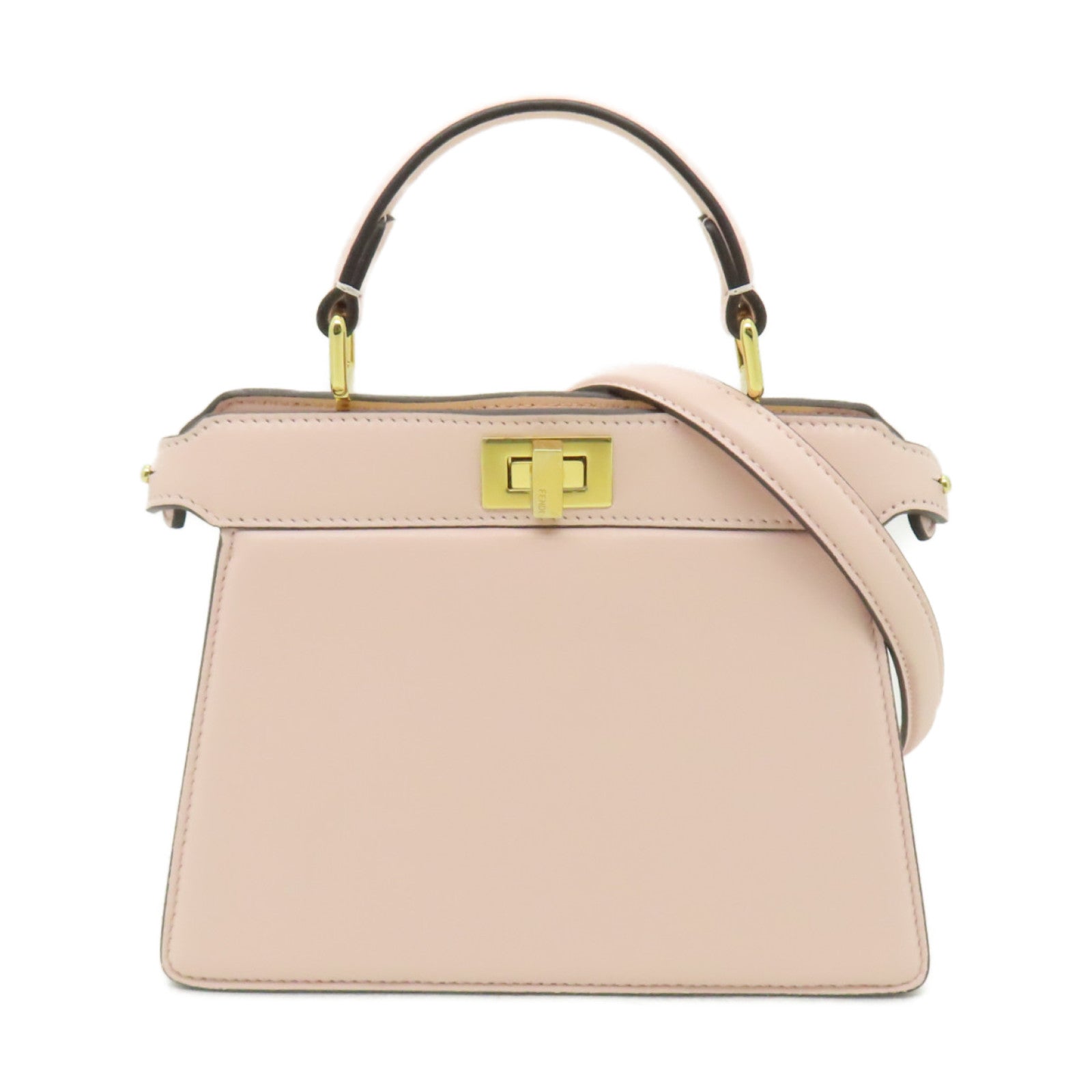 FENDI 【激減優惠】牛皮皮革Peekaboo Iseeu Small金扣手挽肩背兩用袋粉紅色