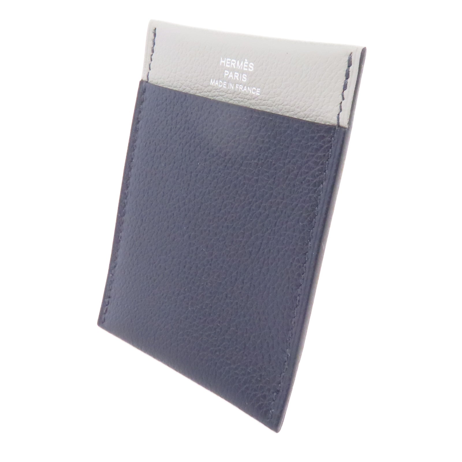 HERMES Clemence皮革Card Case卡片套藍色/灰色