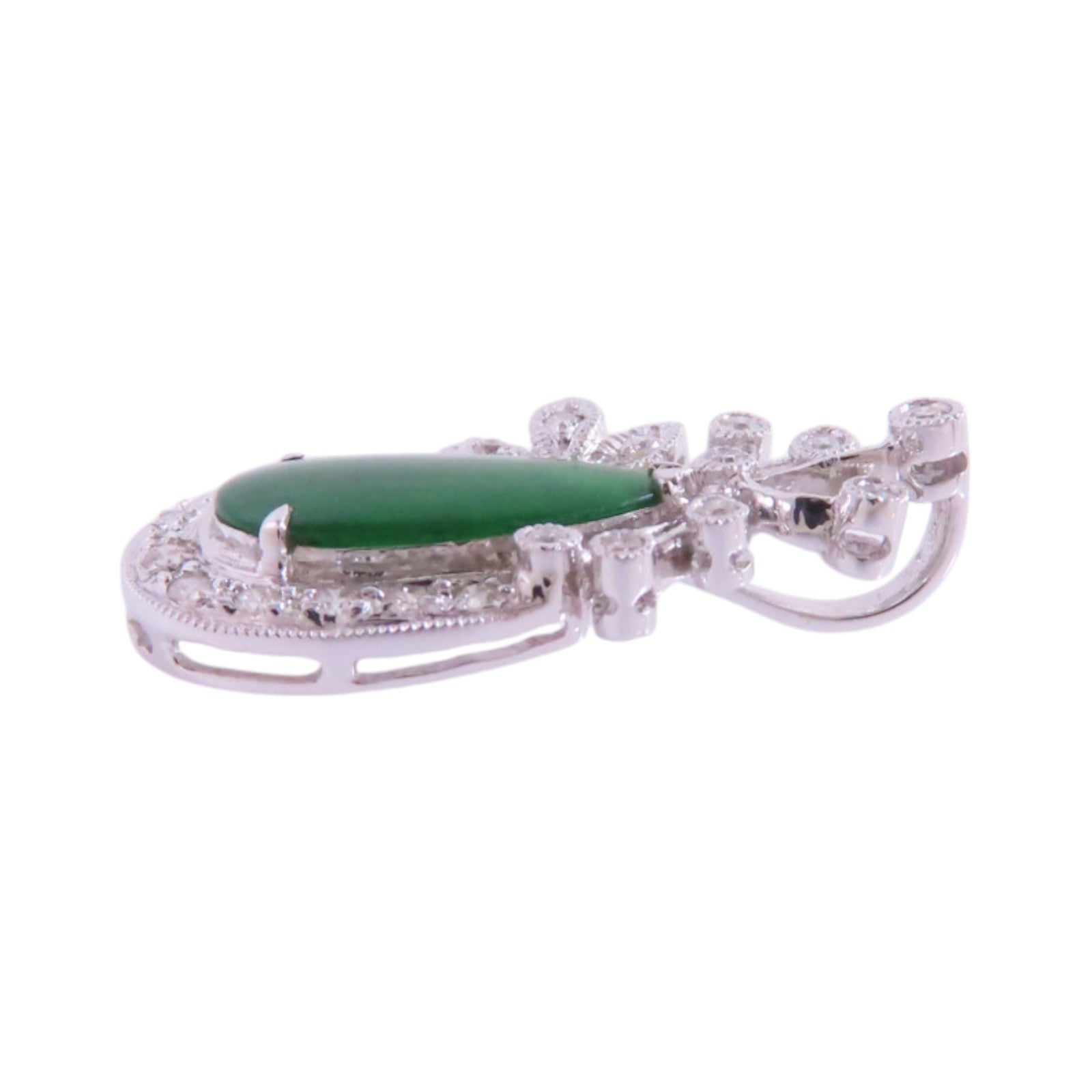 JEWELRY 18K白金/翡翠/鑽石Jade Diamond Pendant Top吊墜頭扣