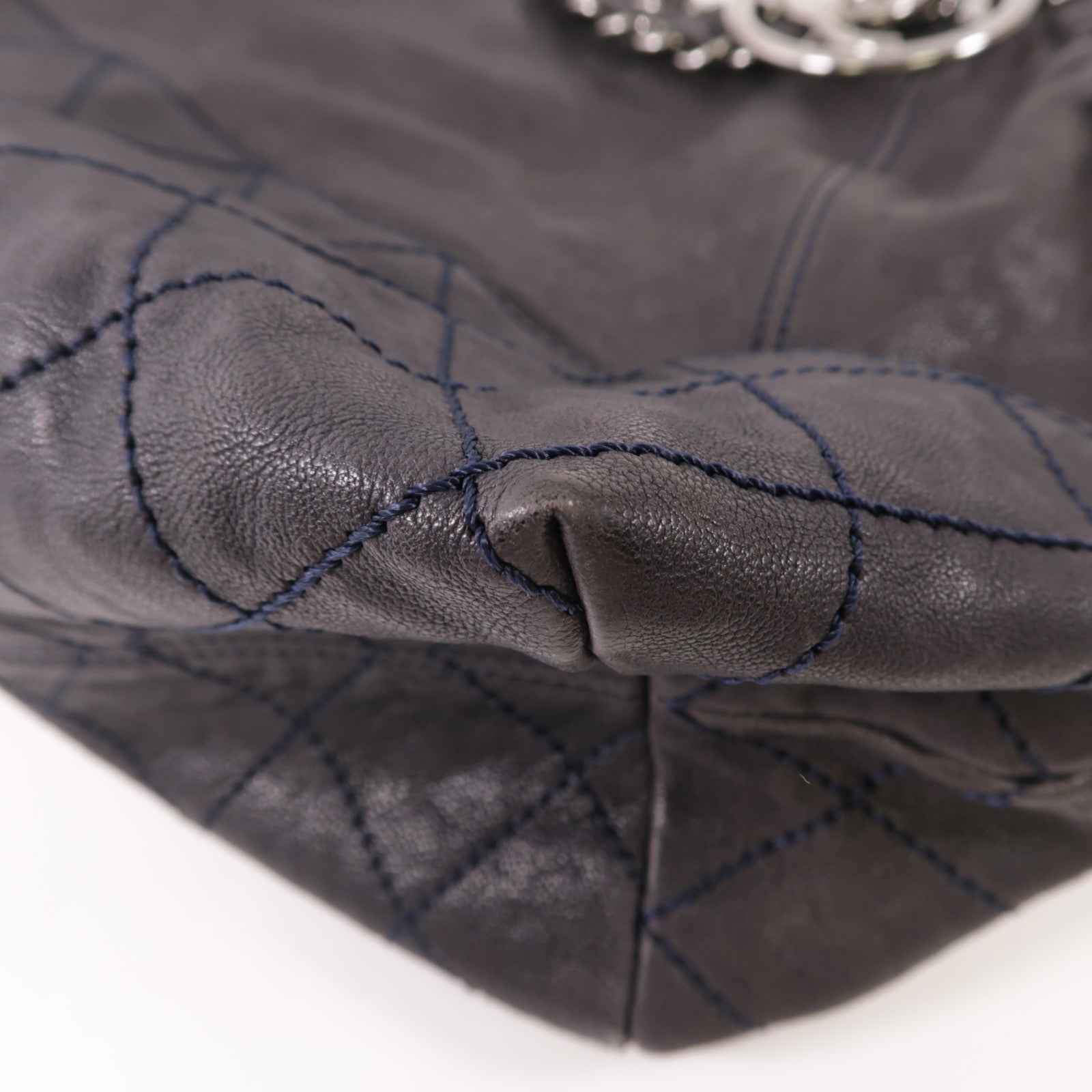 CHANEL CC SHW Chain Shoulder Bag Calfskin Leather Black