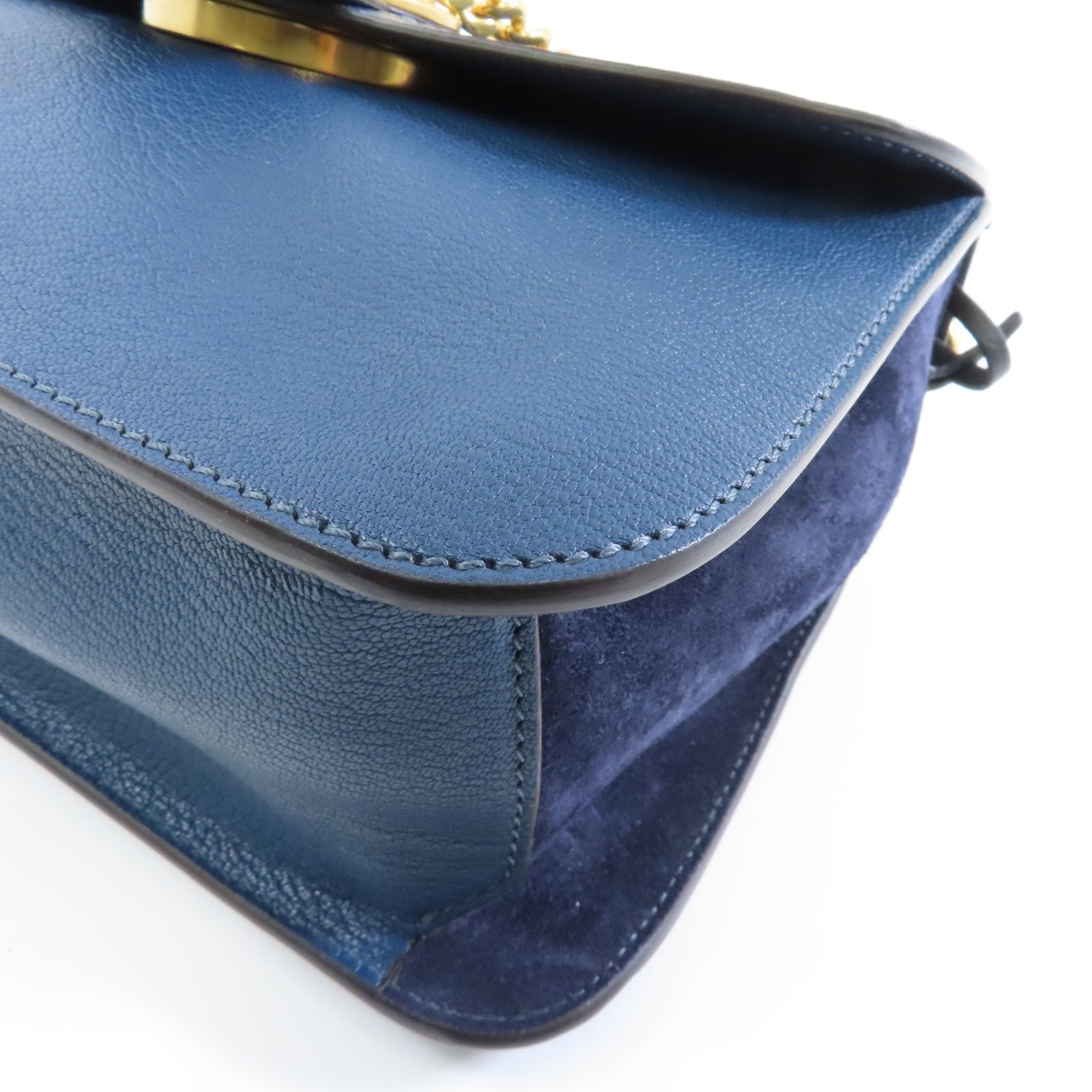 Chloe 【激減優惠】牛皮皮革Sacs Porte Epau金扣手挽肩背兩用袋藍色