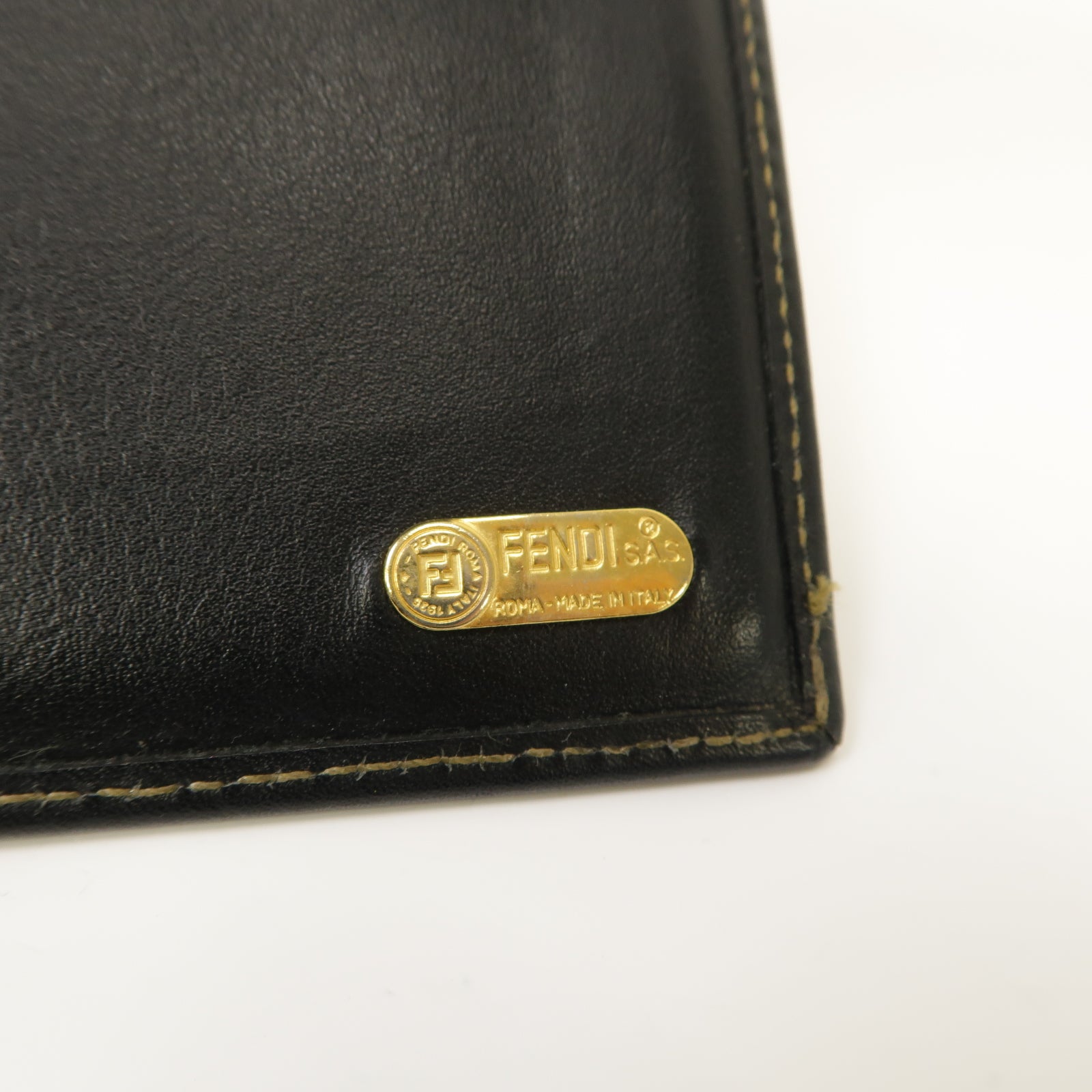FENDI 【激減優惠】塗層帆布Long wallet金扣長錢包黑色/啡色