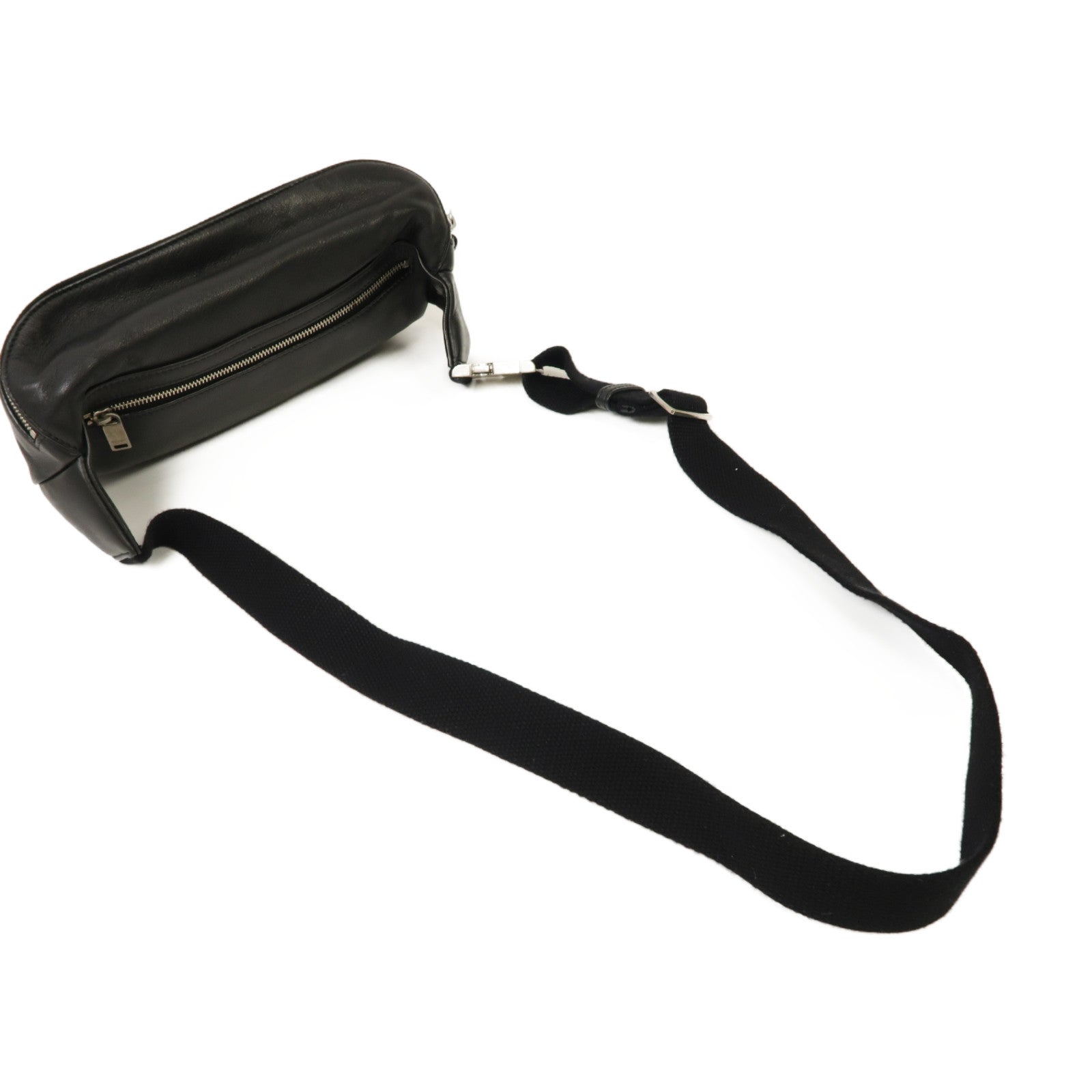 SAINT LAURENT 牛皮皮革Waist Bag銀扣腰包黑色