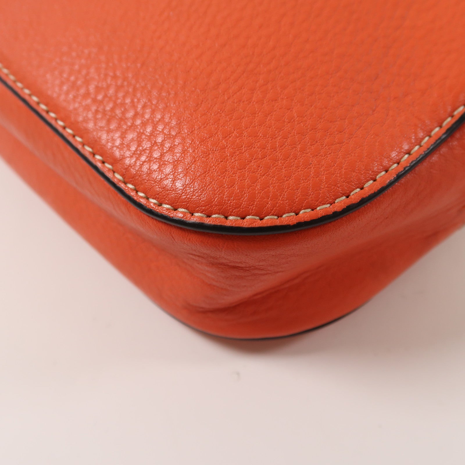Tory Burch 牛皮皮革Shoulder Bag金扣肩背袋橙色