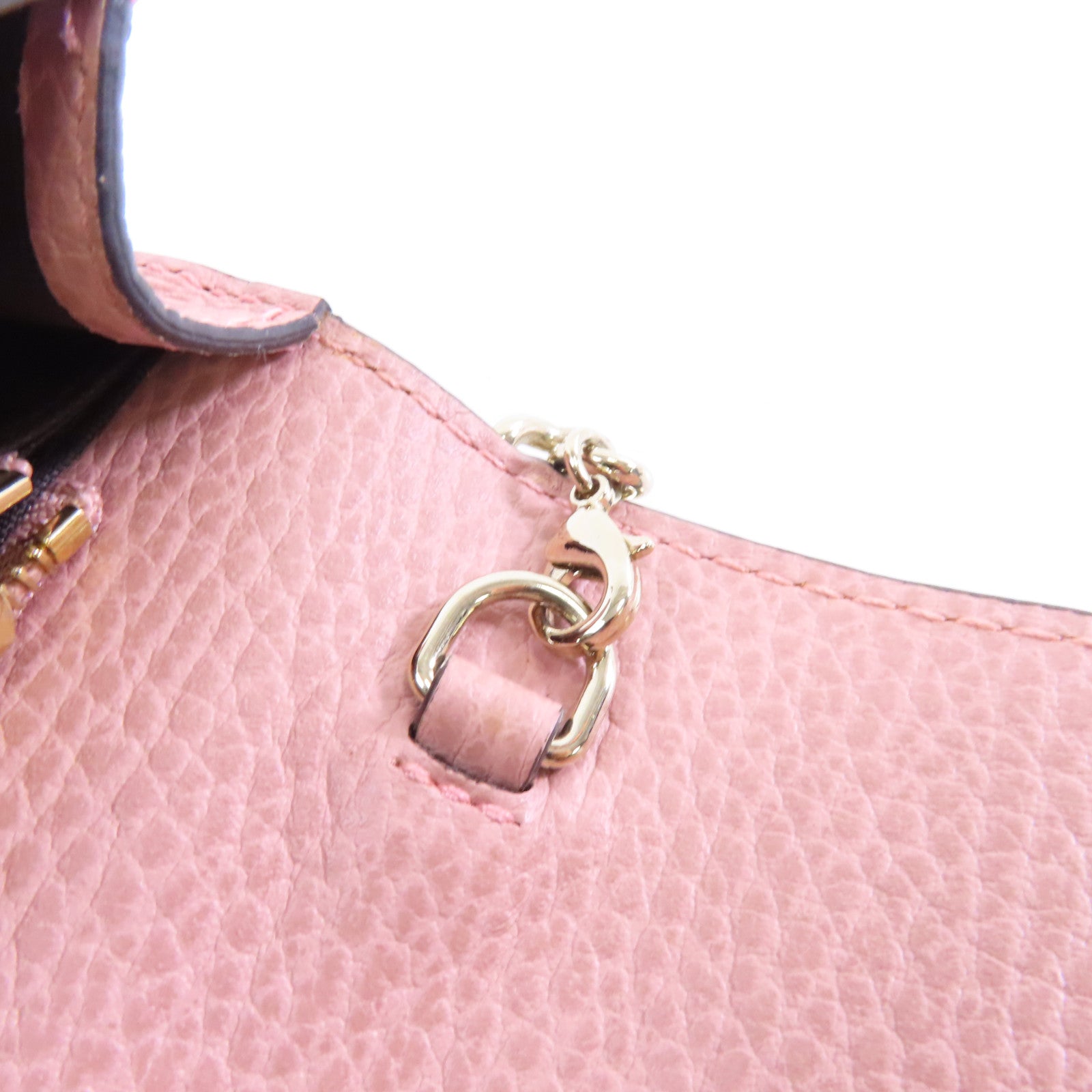 GUCCI 【激減優惠】牛皮皮革Chain Shoulder金扣鏈帶肩背袋粉紅色