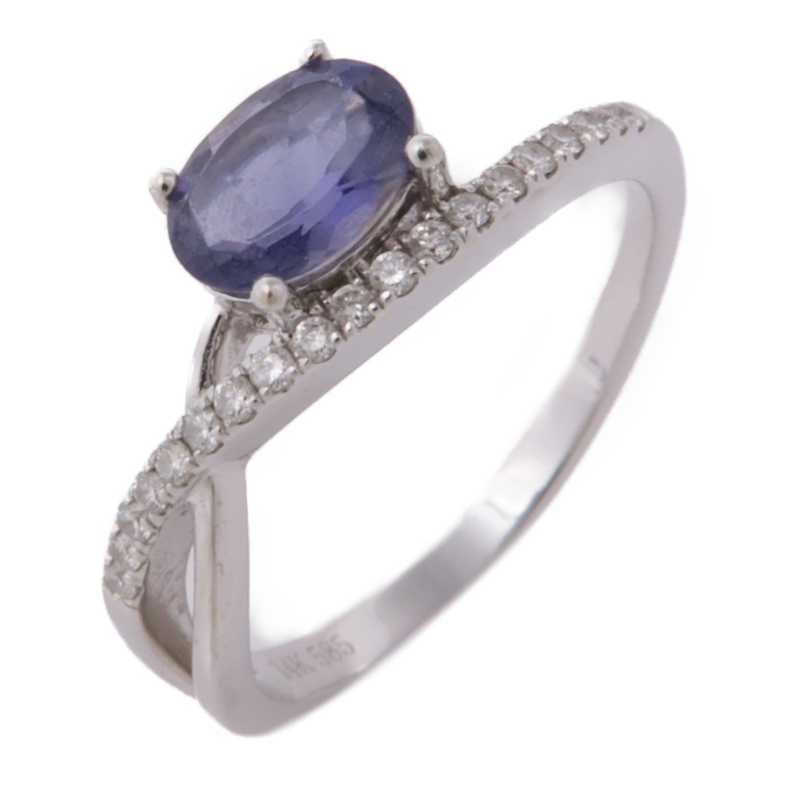 JEWELRY 14K白金Tanzanite/Diamond Ring坦桑石/鑽石戒指US#6.75