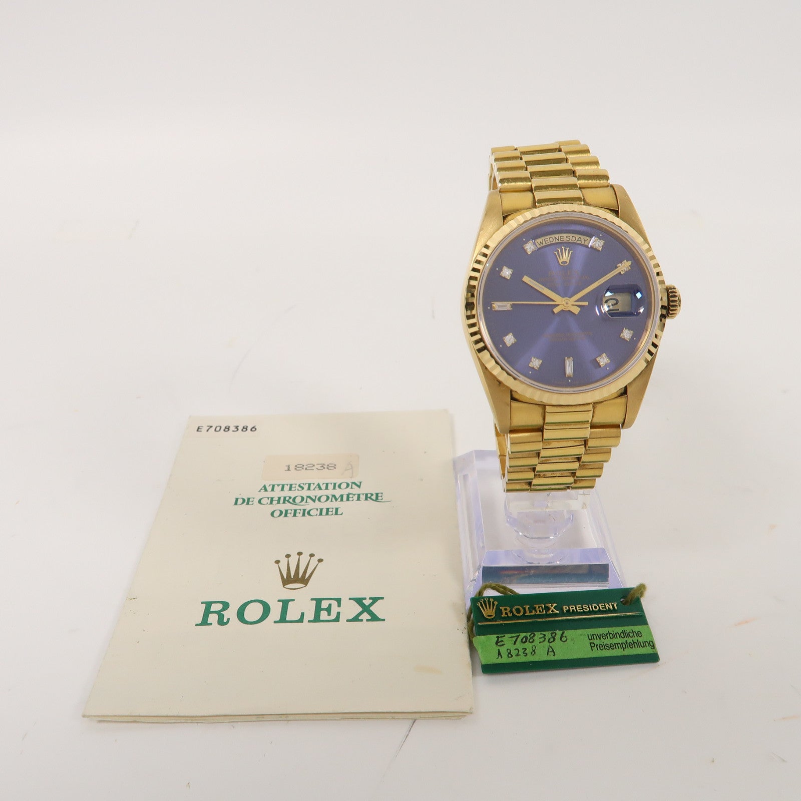 ROLEX Day-Date 18K黃金手錶自動機芯深藍色
