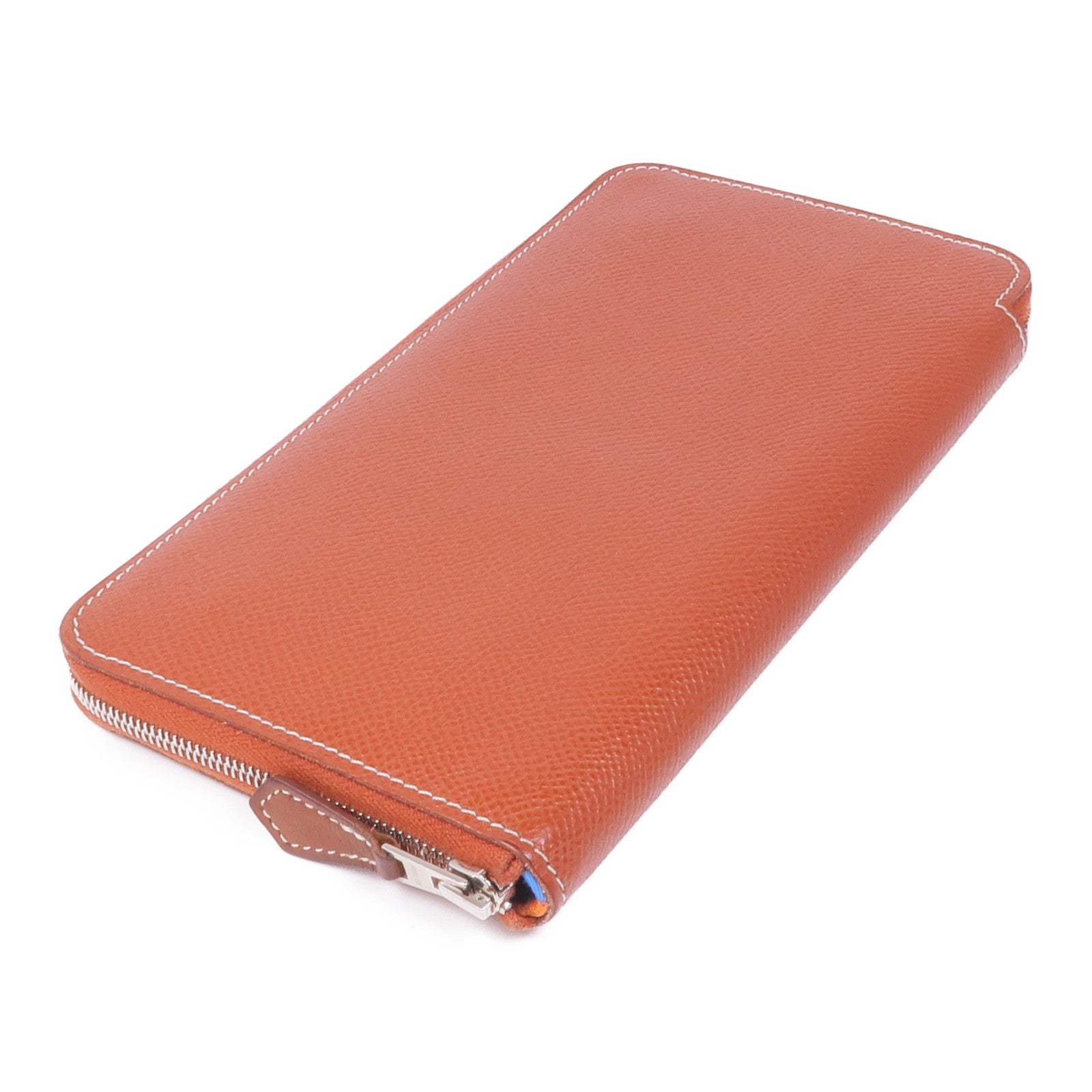 HERMES Epsom皮革Silk'In Wallet銀扣長錢包Brique