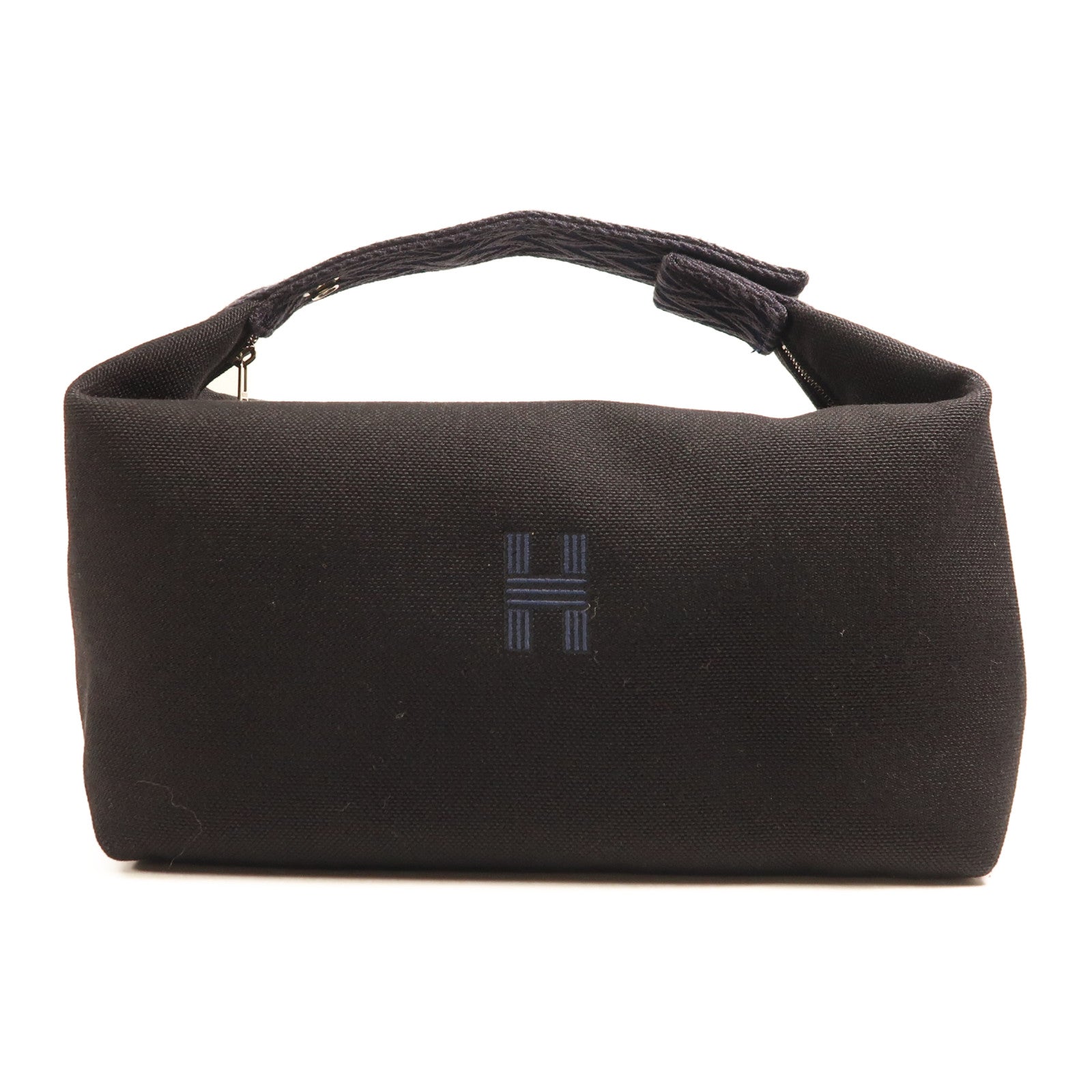 HERMES 帆布Bride A Brac銀扣手挽袋黑色