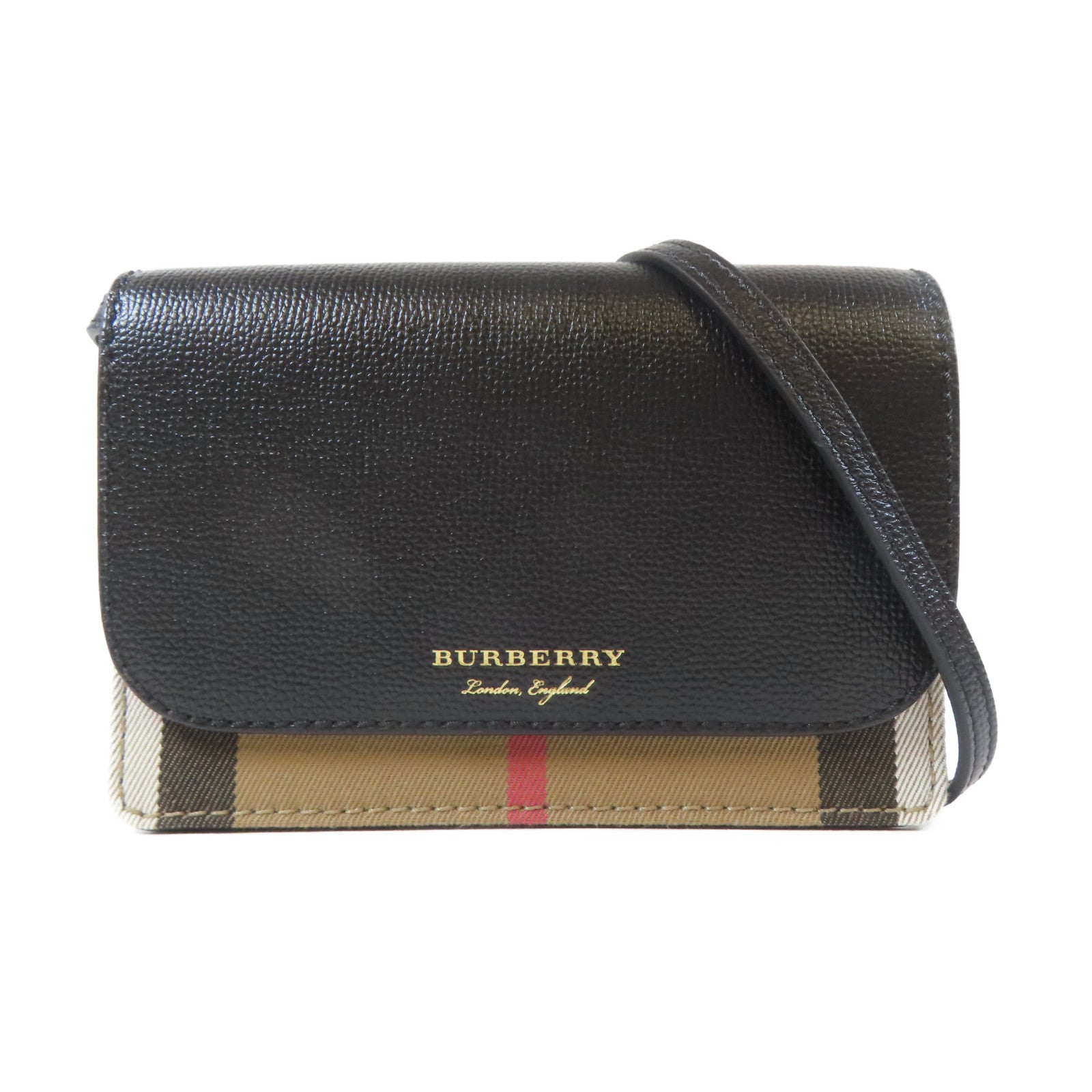 BURBERRY 牛皮皮革/帆布Shoulder Bag金扣肩背袋黑色