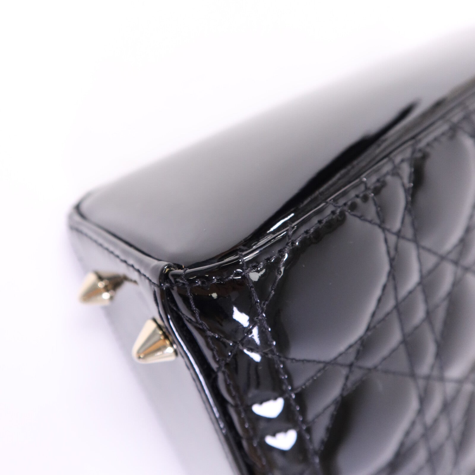 Dior 漆皮皮革Lady Dior Small金扣手挽肩背兩用袋