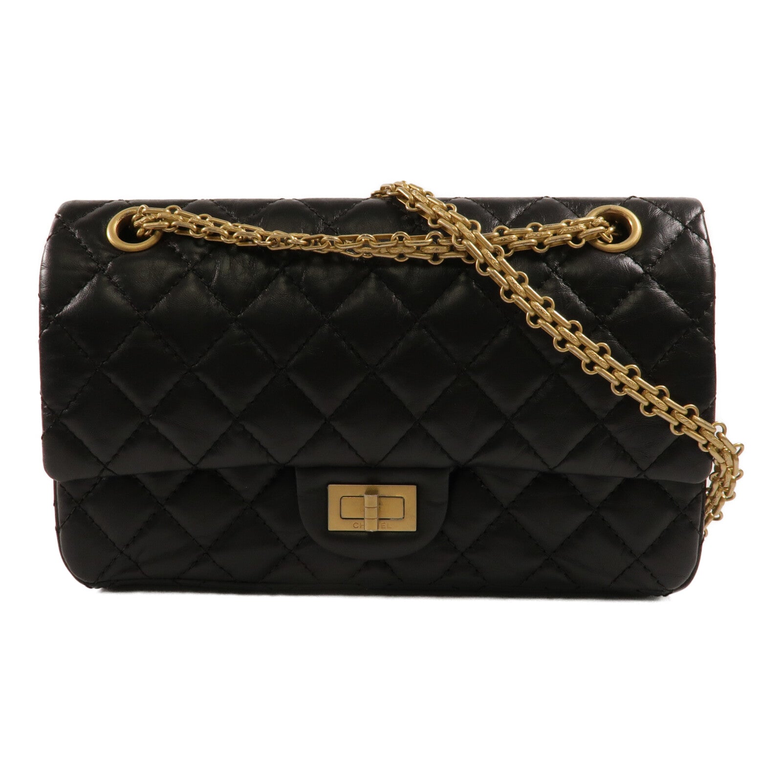CHANEL 牛皮皮革2.55 Small鏈帶手挽肩背兩用袋