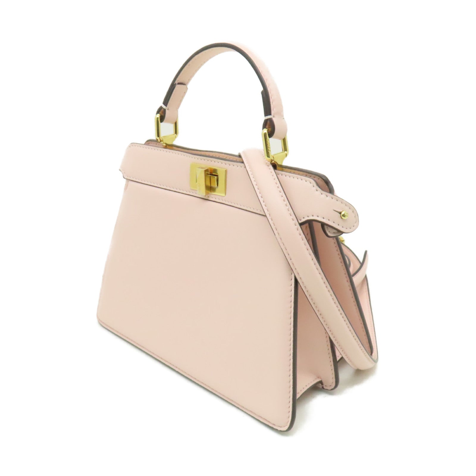 FENDI 【激減優惠】牛皮皮革Peekaboo Iseeu Small金扣手挽肩背兩用袋粉紅色