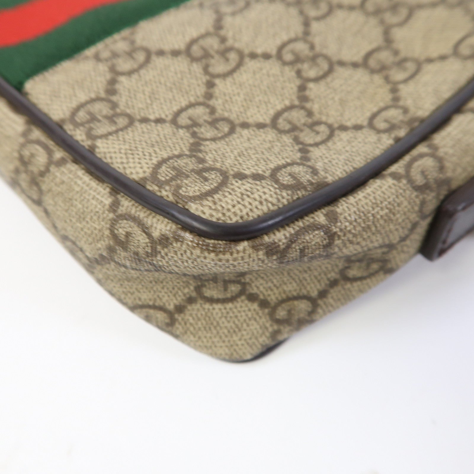 GUCCI 塗層帆布Shoulder Bag銀扣肩背袋啡色