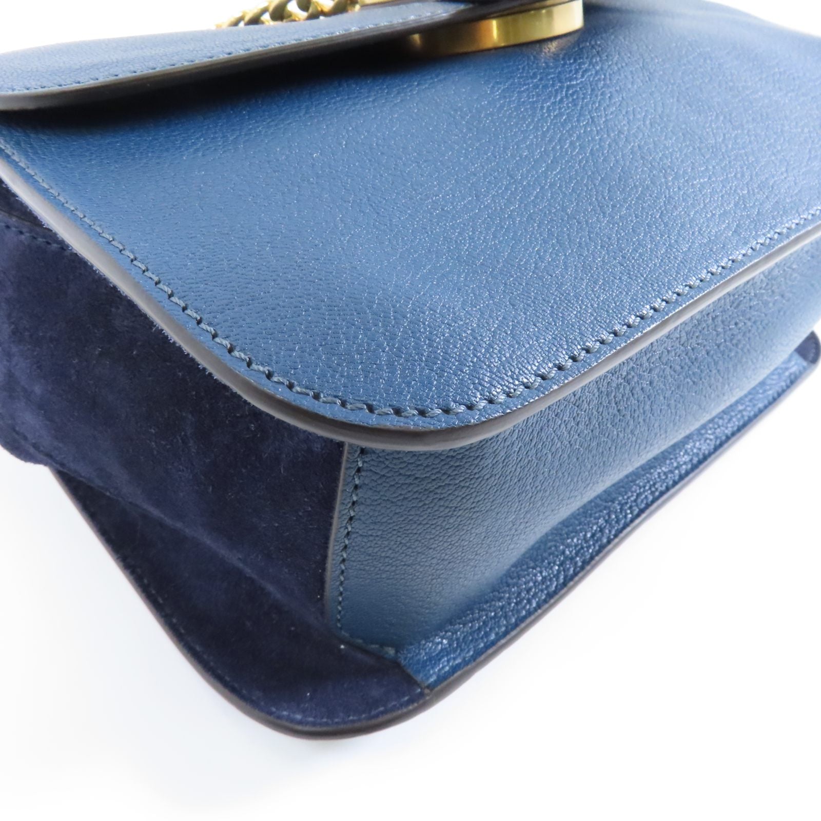 Chloe 【激減優惠】牛皮皮革Sacs Porte Epau金扣手挽肩背兩用袋藍色