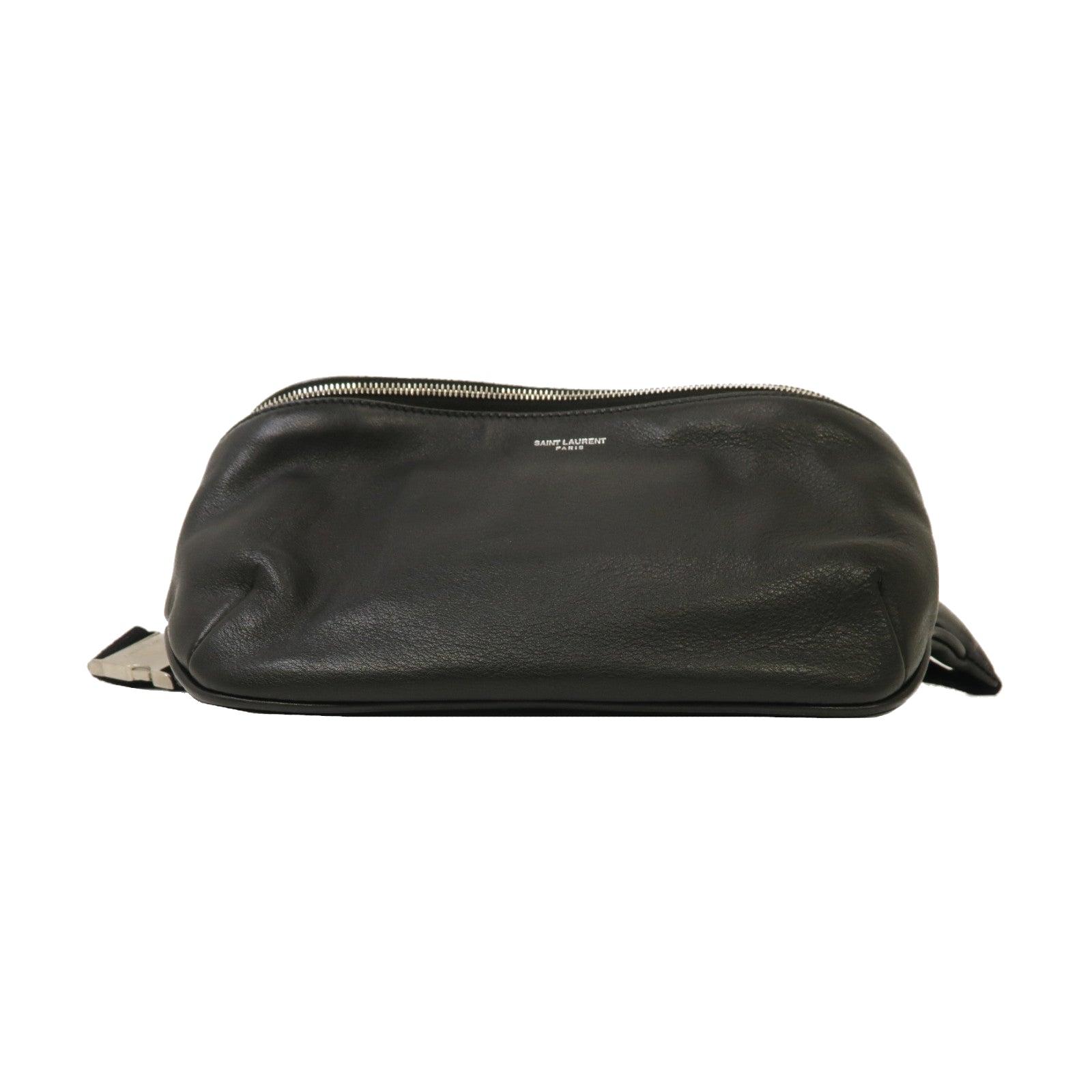 SAINT LAURENT 牛皮皮革Waist Bag銀扣腰包黑色
