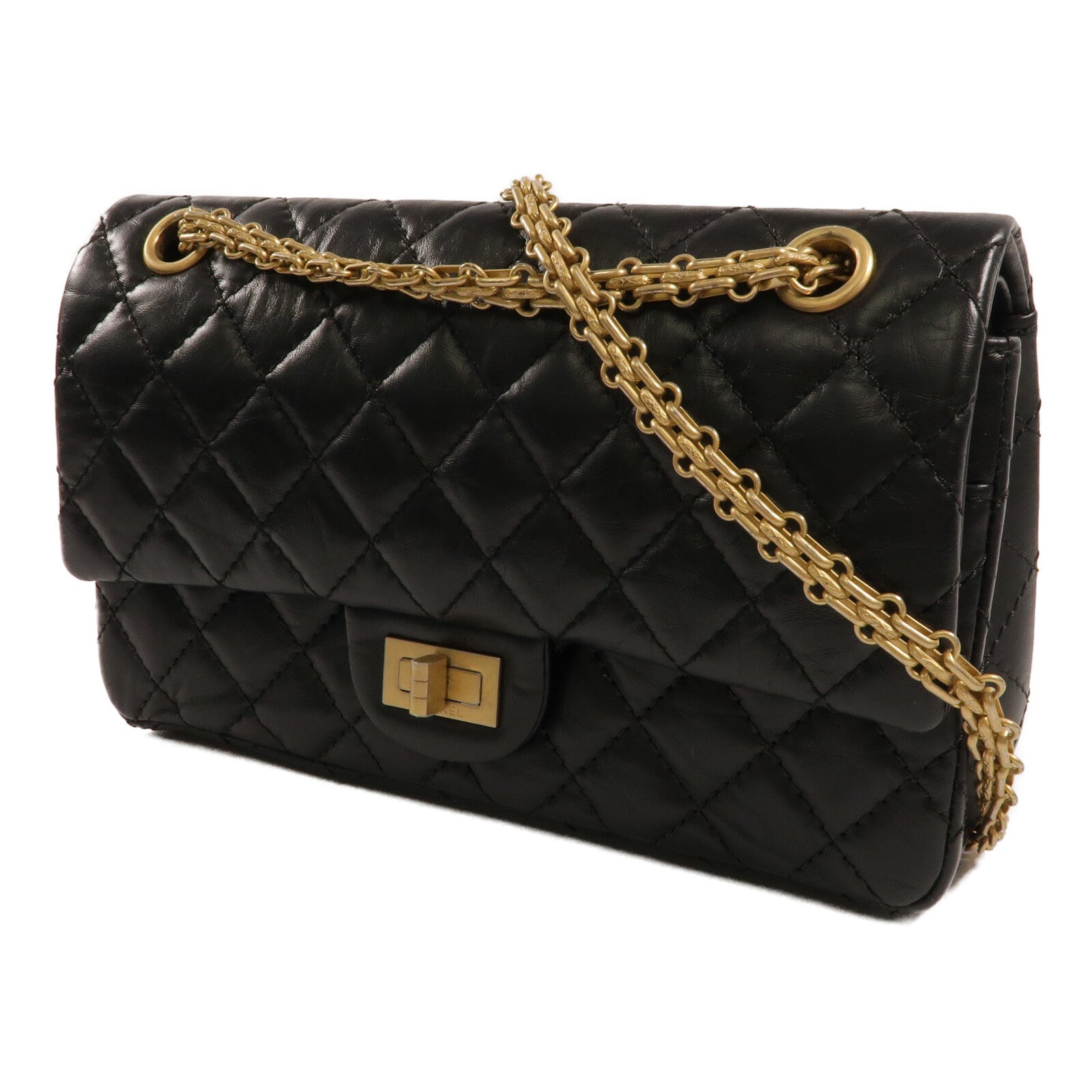 CHANEL 牛皮皮革2.55 Small鏈帶手挽肩背兩用袋