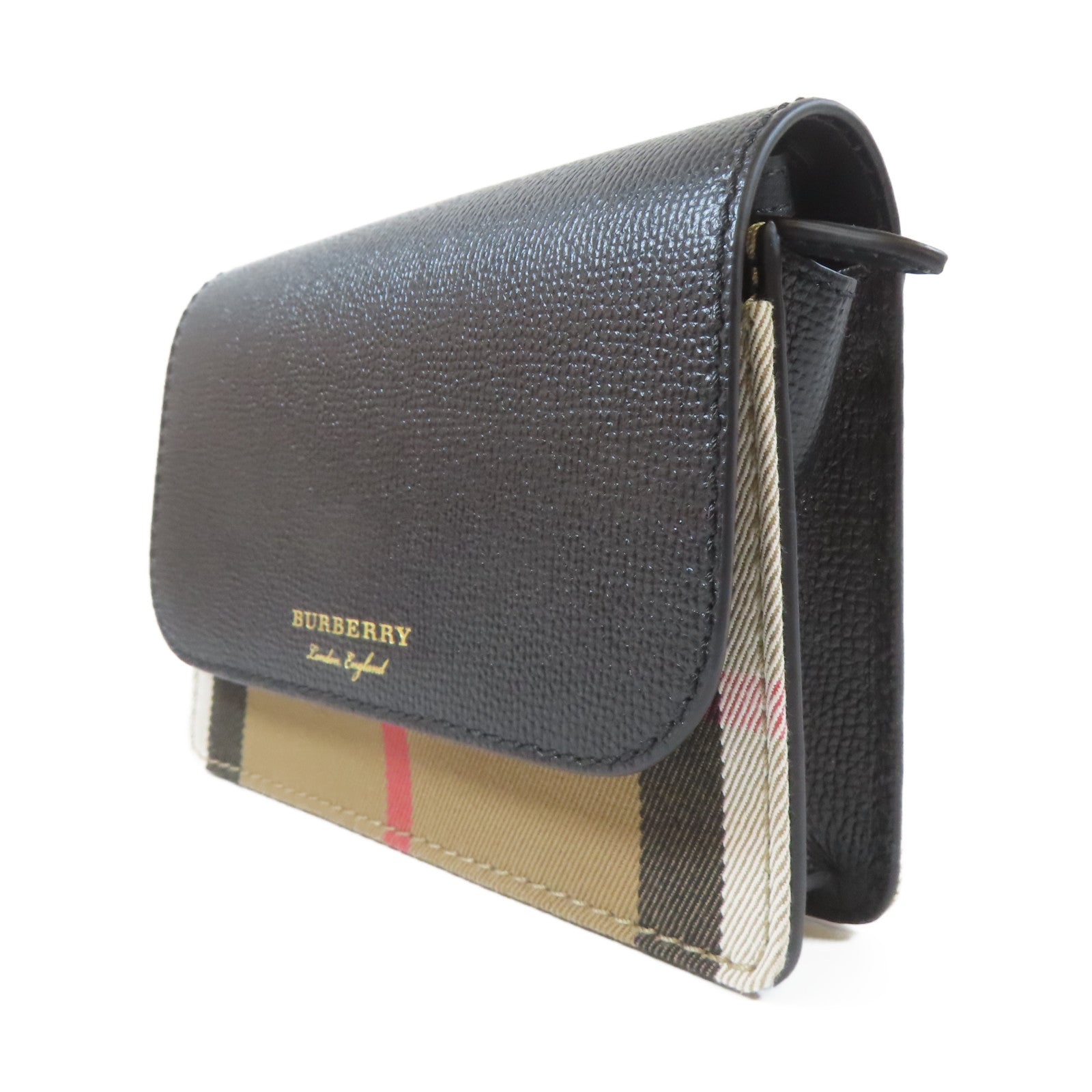 BURBERRY 牛皮皮革/帆布Shoulder Bag金扣肩背袋黑色