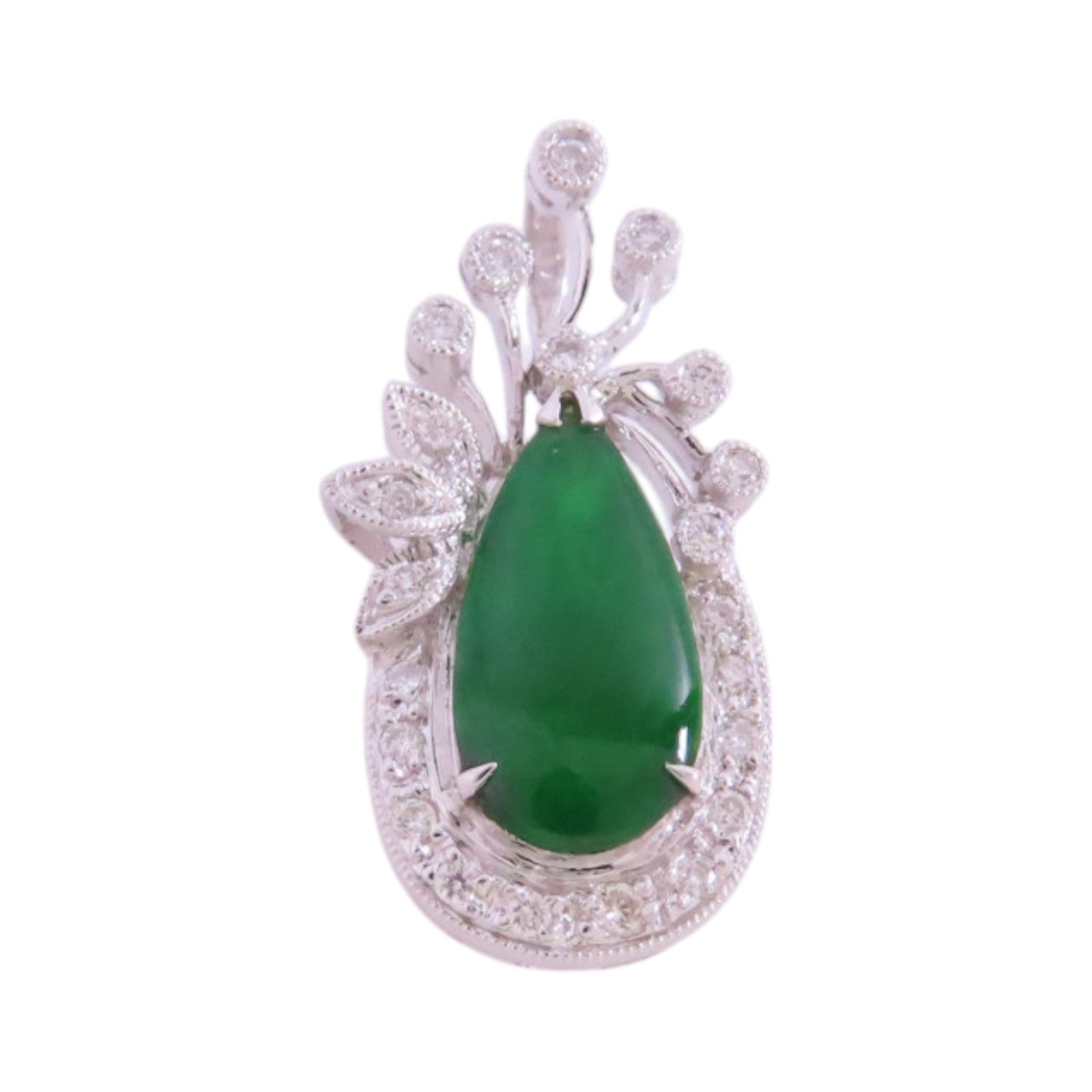 JEWELRY 18K白金/翡翠/鑽石Jade Diamond Pendant Top吊墜頭扣