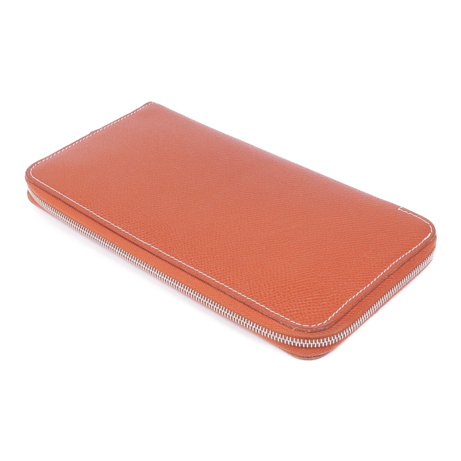 HERMES Epsom皮革Silk'In Wallet銀扣長錢包Brique