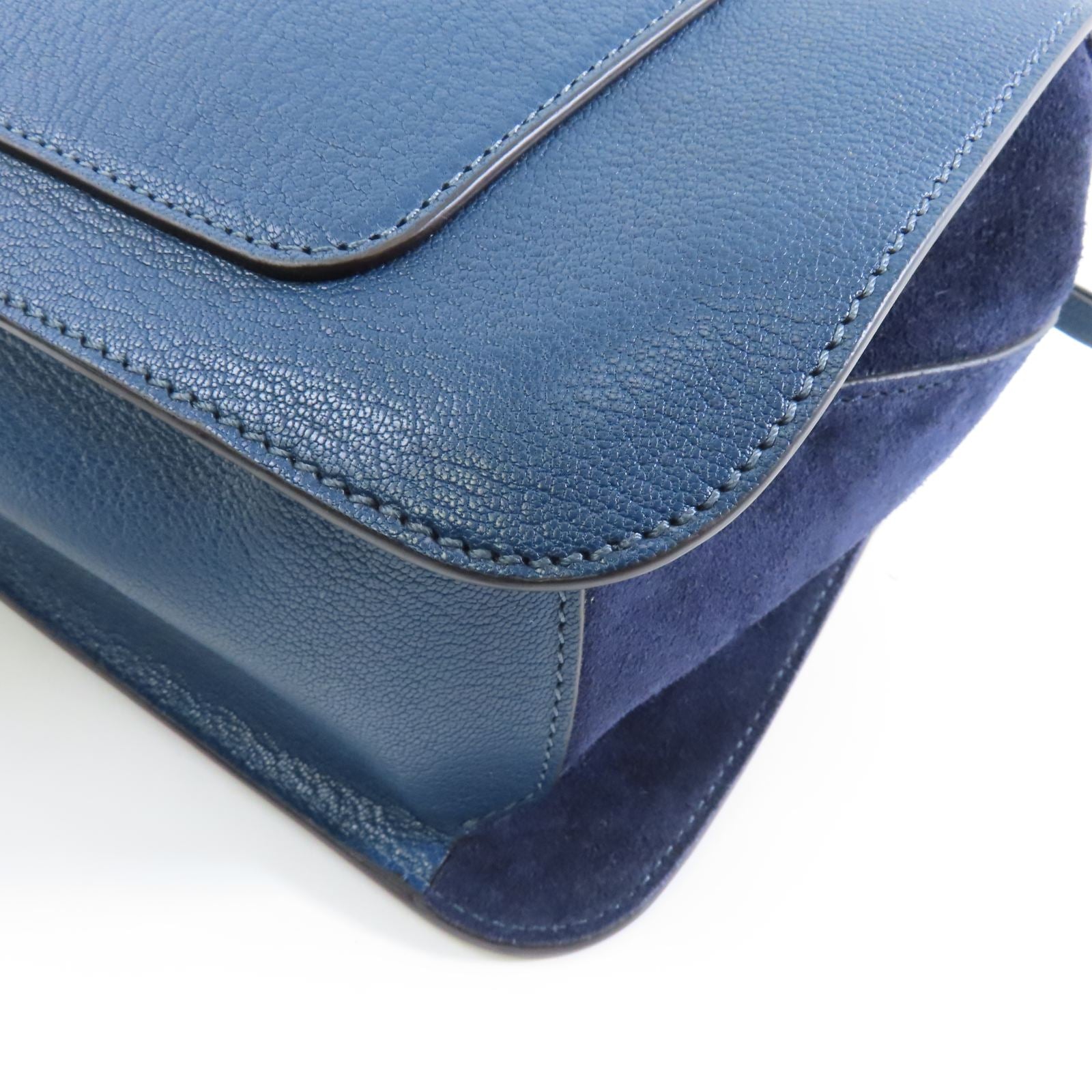 Chloe 【激減優惠】牛皮皮革Sacs Porte Epau金扣手挽肩背兩用袋藍色