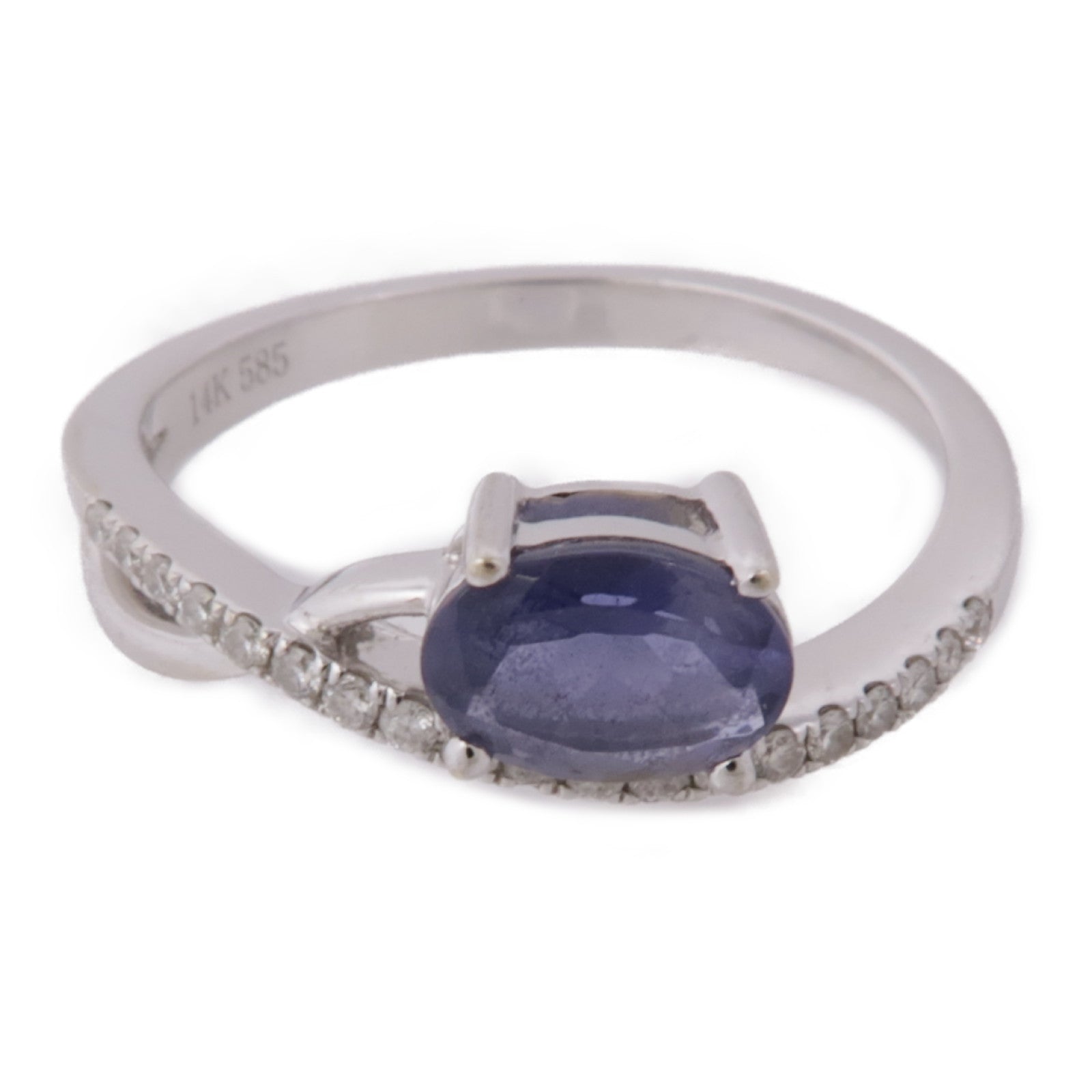 JEWELRY 14K白金Tanzanite/Diamond Ring坦桑石/鑽石戒指US#6.75