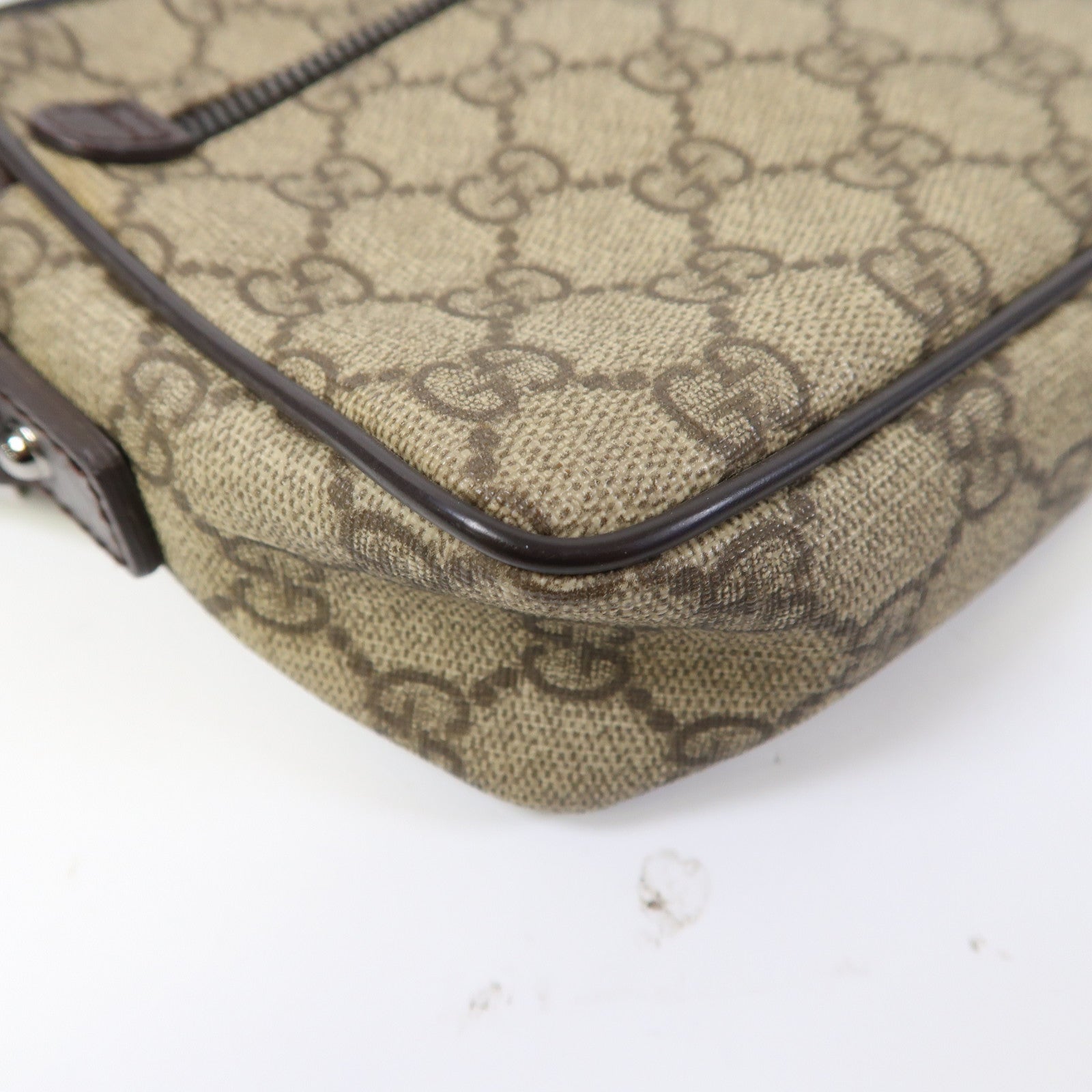 GUCCI 塗層帆布Shoulder Bag銀扣肩背袋啡色