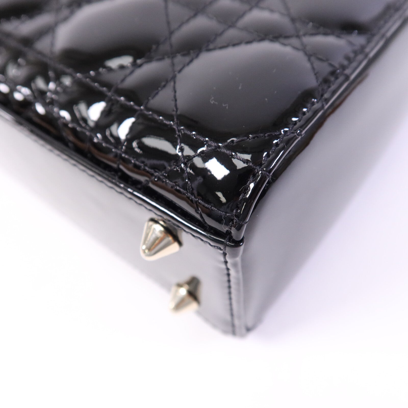 Dior 漆皮皮革Lady Dior Small金扣手挽肩背兩用袋