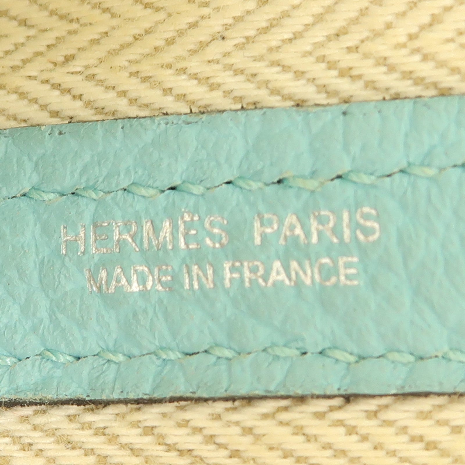 HERMES Country皮革Garden Party TPM銀扣手挽袋3P Bleu Atoll
