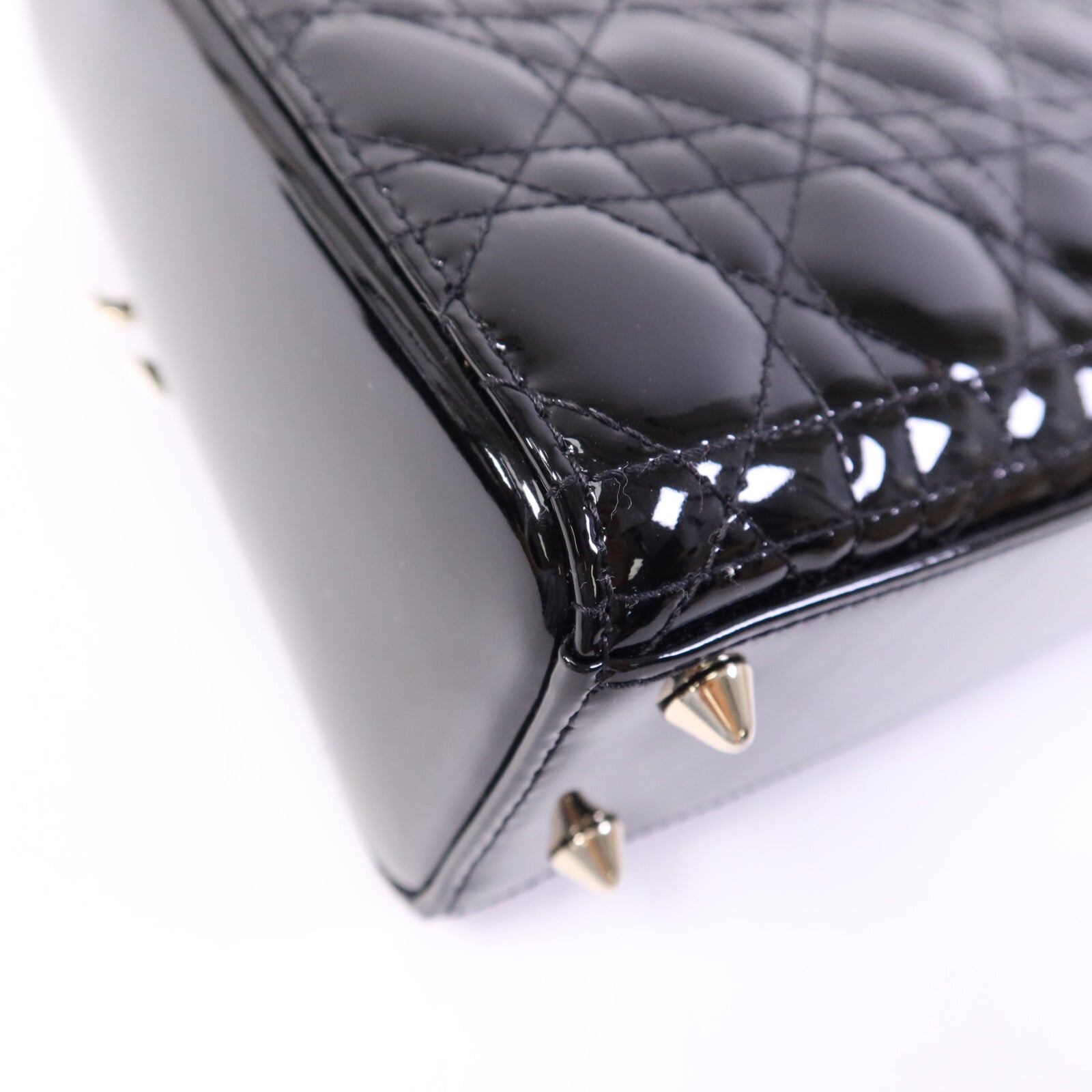 Dior 漆皮皮革Lady Dior Small金扣手挽肩背兩用袋