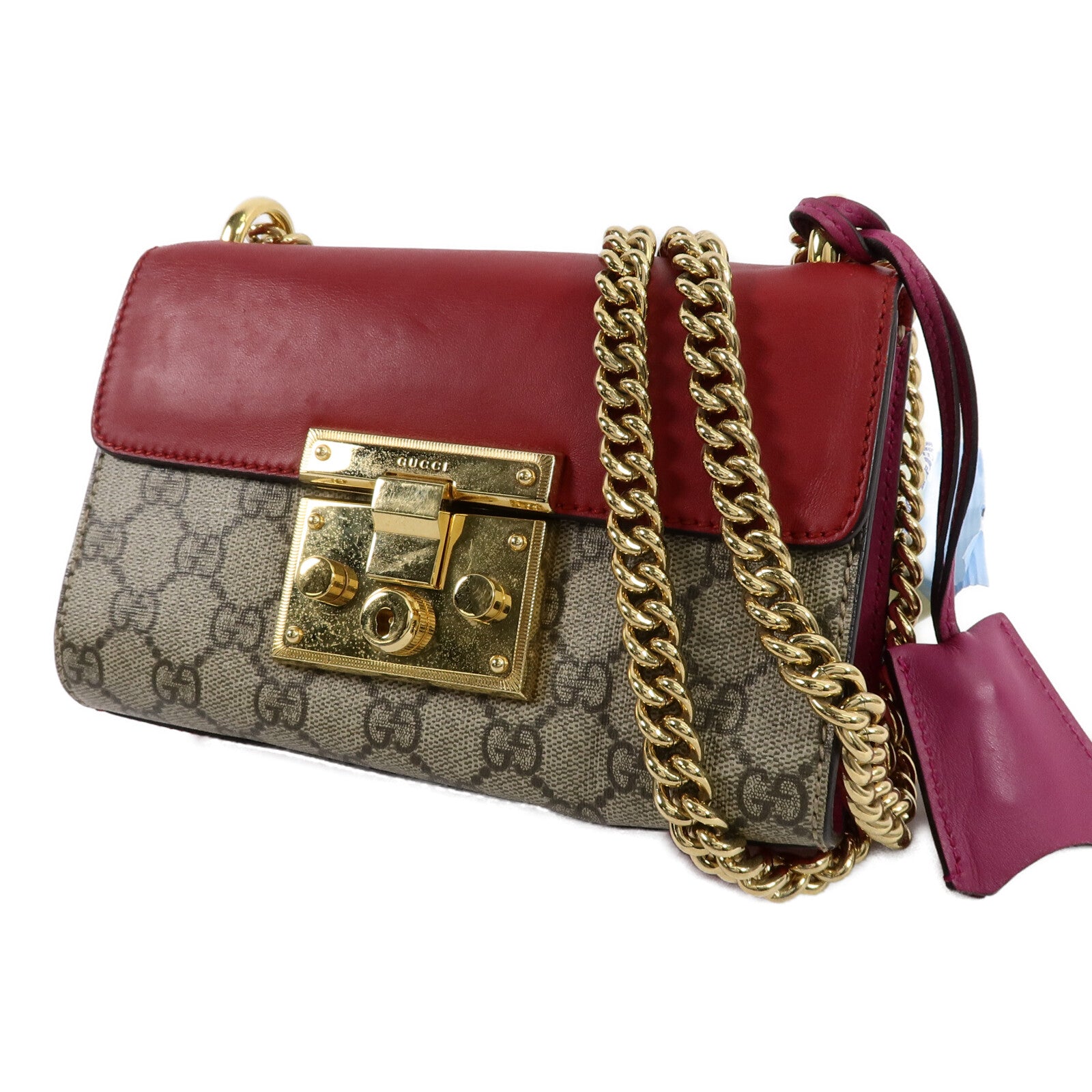 GUCCI 漆皮皮革Padlock Small鏈帶肩背袋