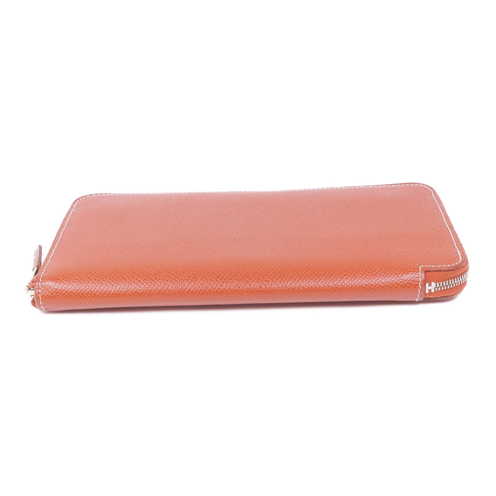 HERMES Epsom皮革Silk'In Wallet銀扣長錢包Brique