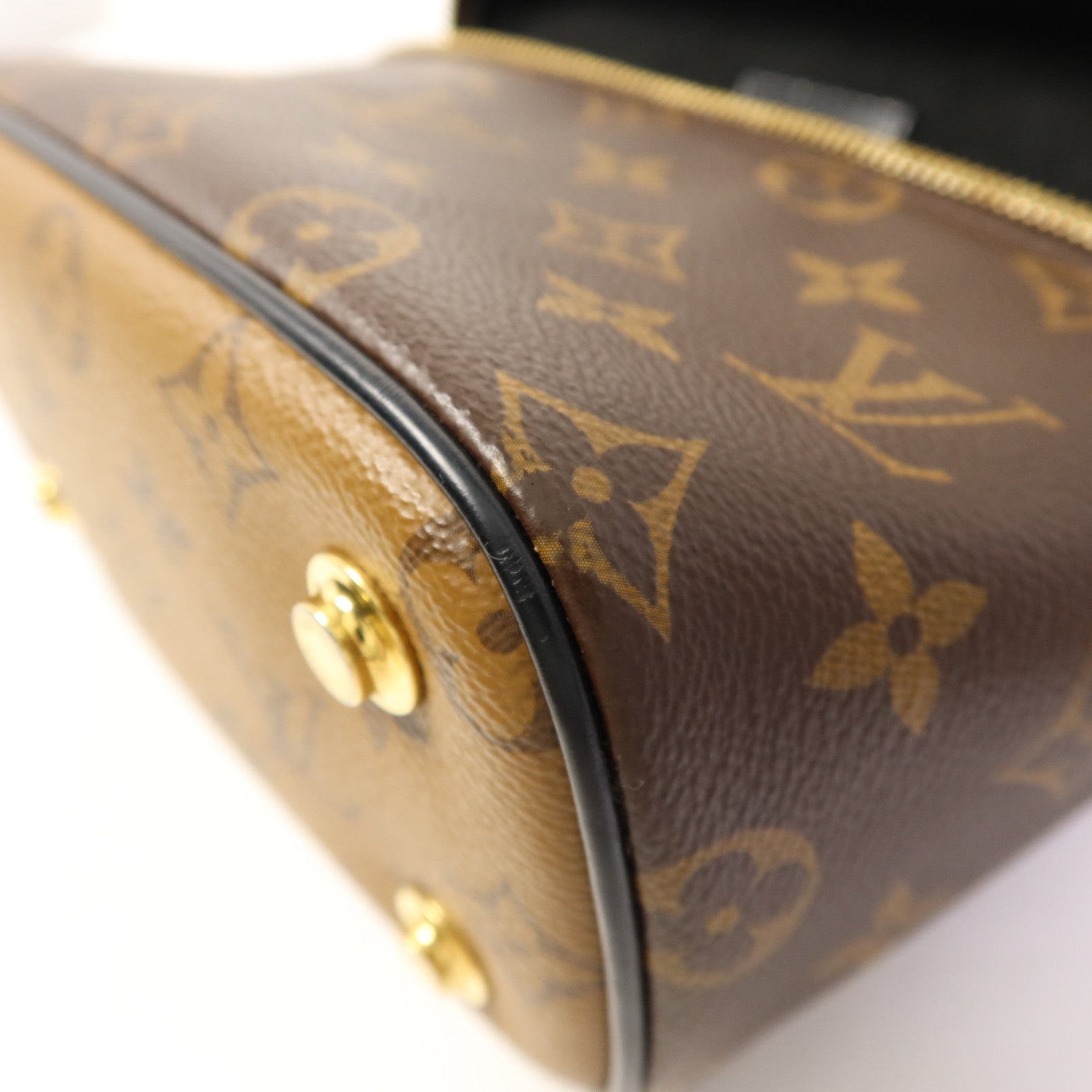 LOUIS VUITTON Monogram Reverse Vanity PM金扣手挽肩背兩用袋棕色