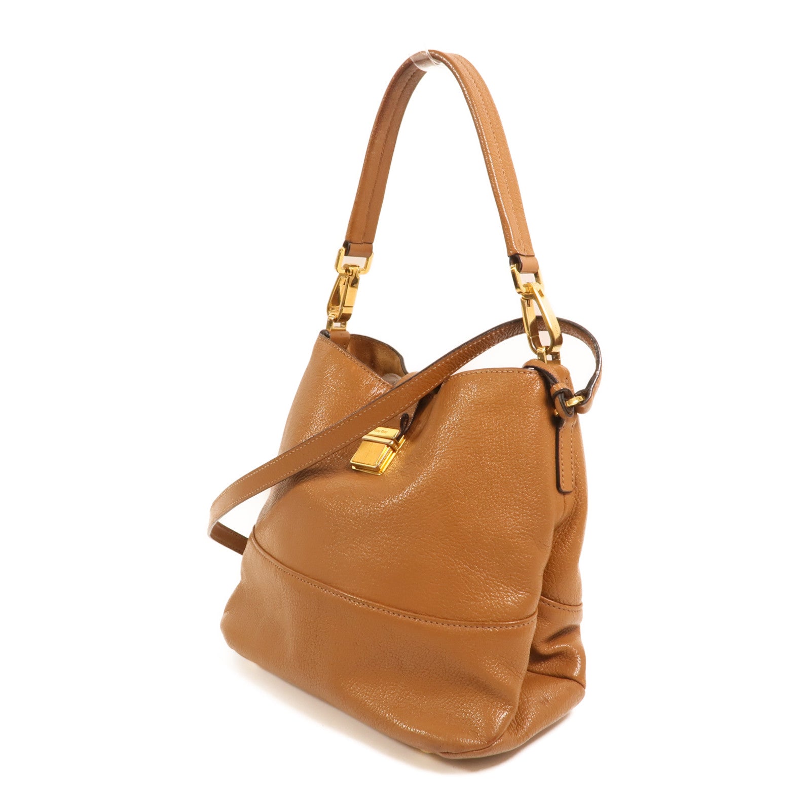 Miu Miu 牛皮皮革2 Way Shoulder金扣手挽肩背兩用袋