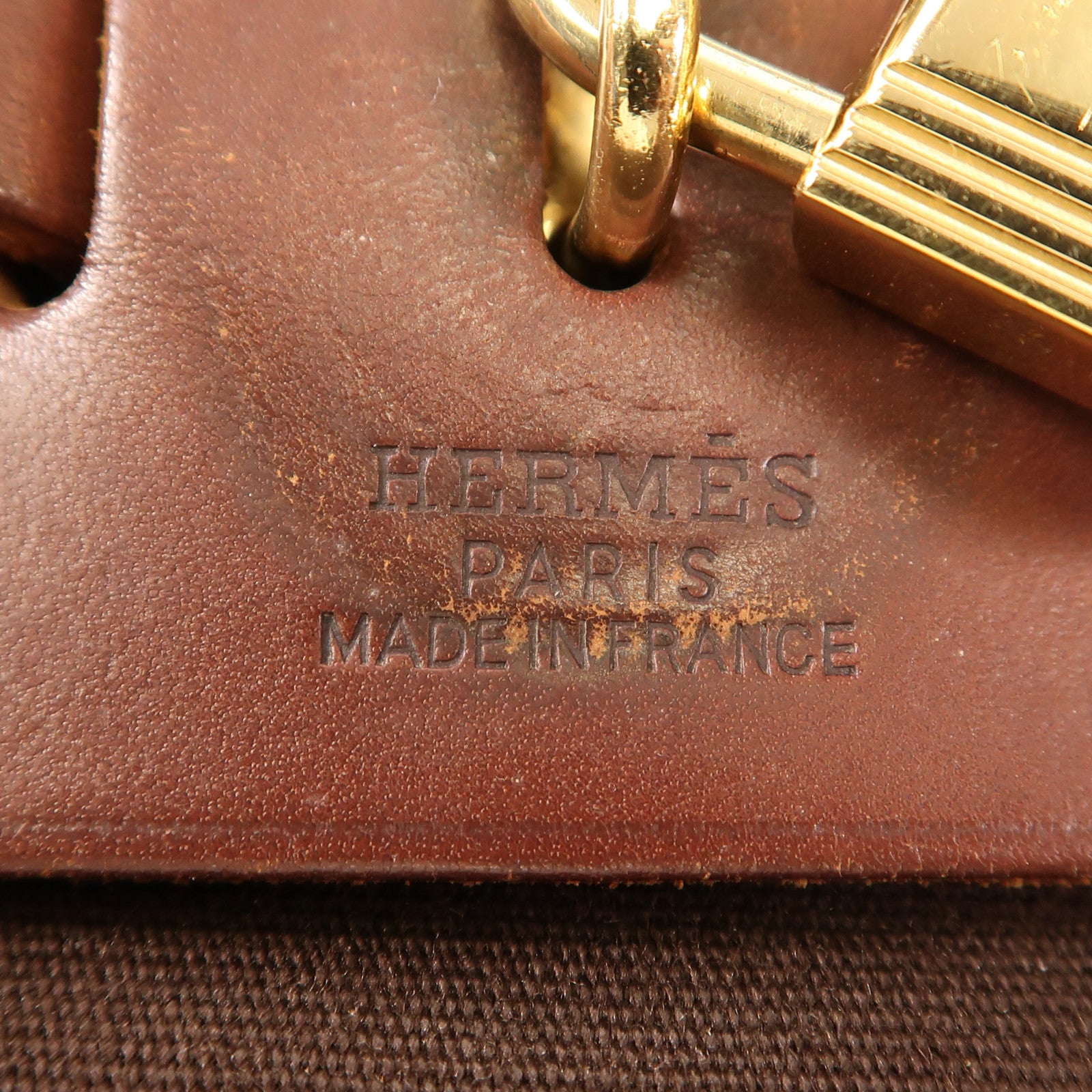 HERMES 帆布Herbag PM金扣手挽肩背兩用袋啡色