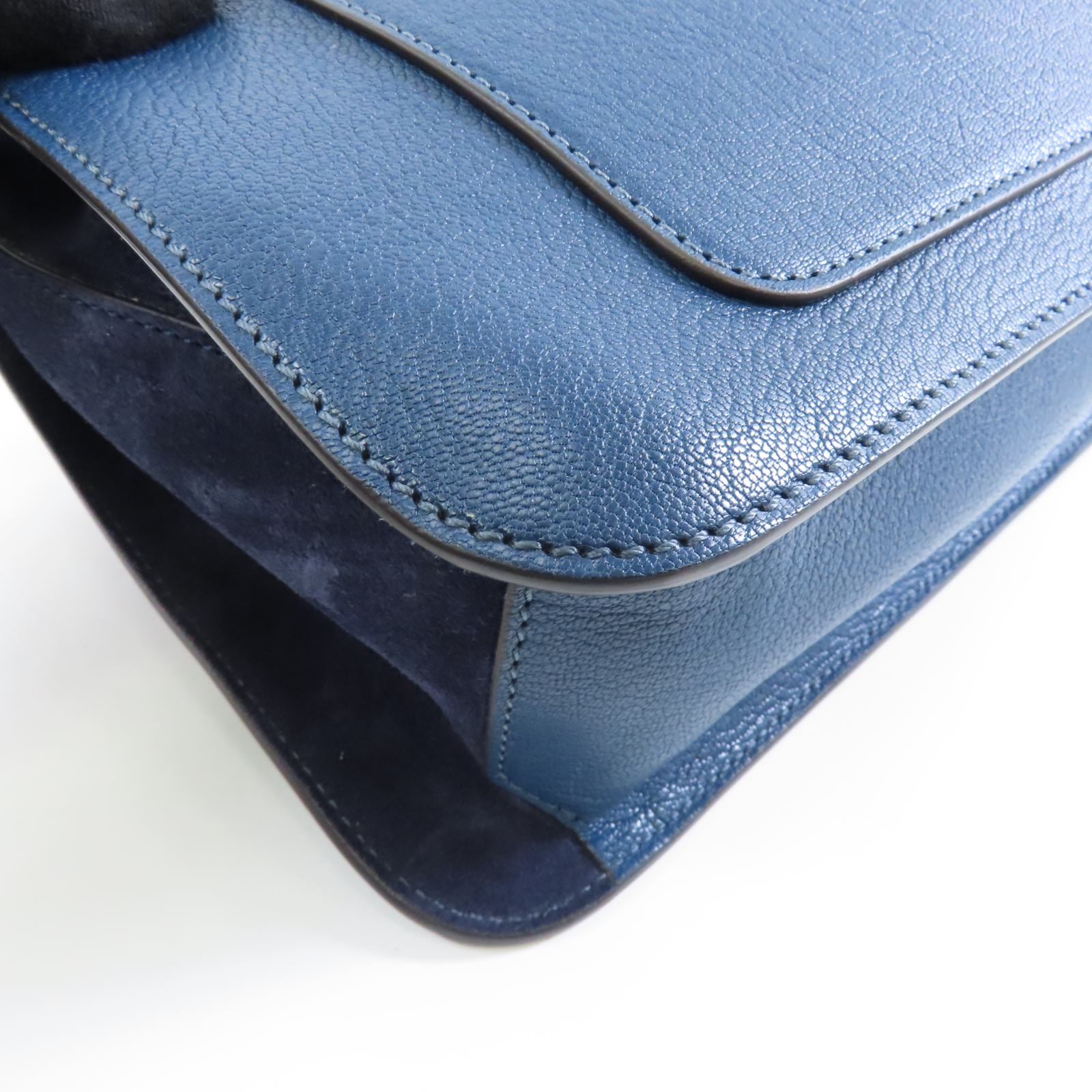 Chloe 【激減優惠】牛皮皮革Sacs Porte Epau金扣手挽肩背兩用袋藍色