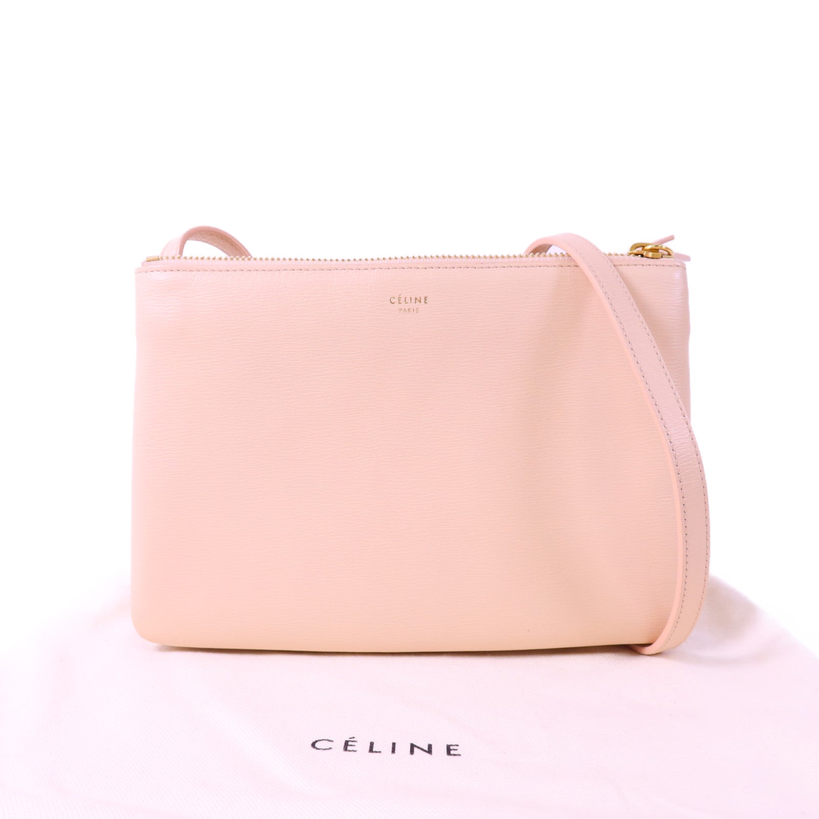 CELINE 牛皮皮革Trio金扣肩背袋