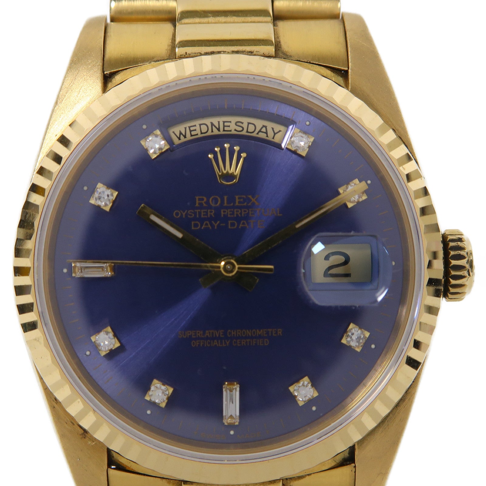 ROLEX Day-Date 18K黃金手錶自動機芯深藍色
