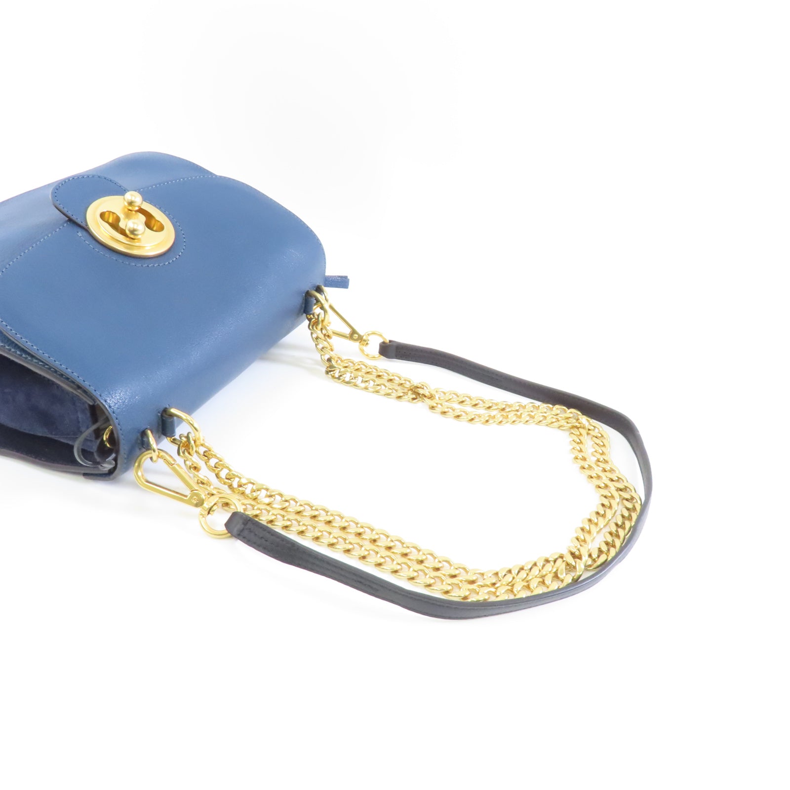 Chloe 【激減優惠】牛皮皮革Sacs Porte Epau金扣手挽肩背兩用袋藍色
