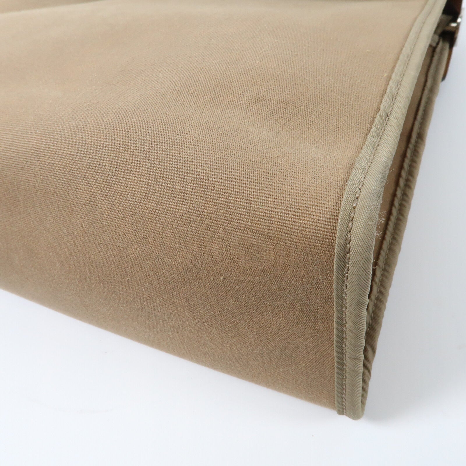 HERMES 帆布/牛皮皮革Herbag PM銀扣手挽肩背兩用袋Etoupe