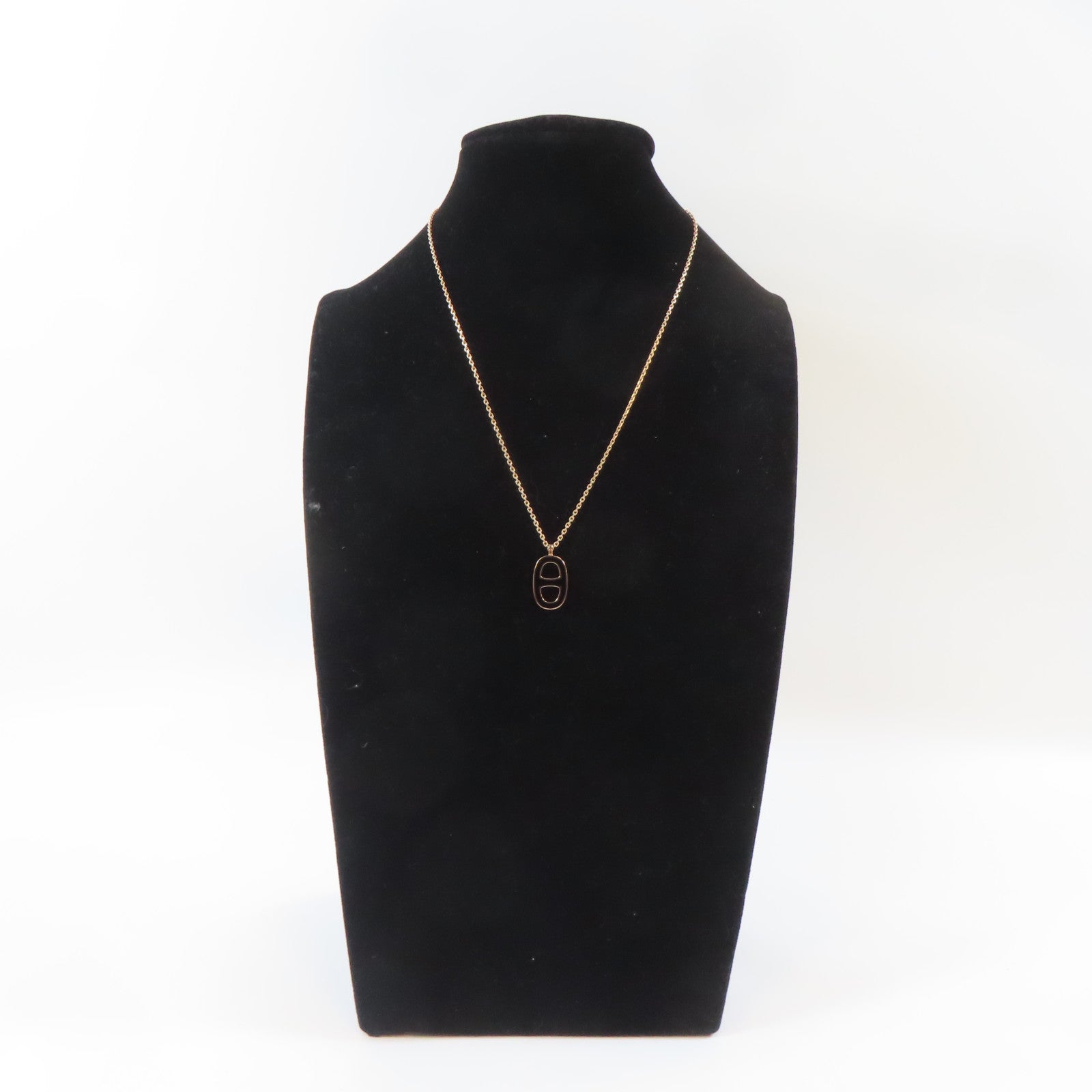 HERMES 金屬Chaine D'Ancre項鍊金色/黑色#42cm