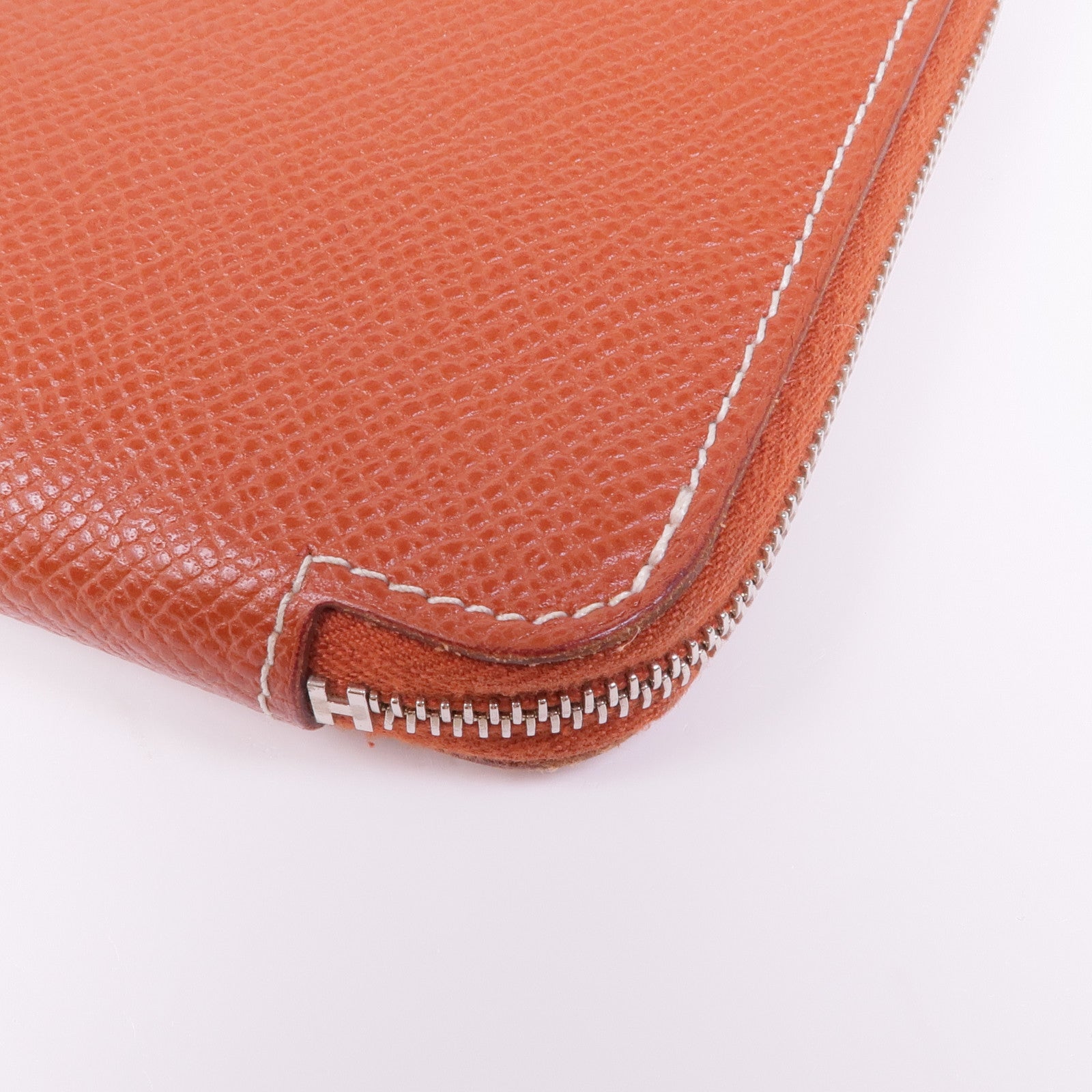 HERMES Epsom皮革Silk'In Wallet銀扣長錢包Brique